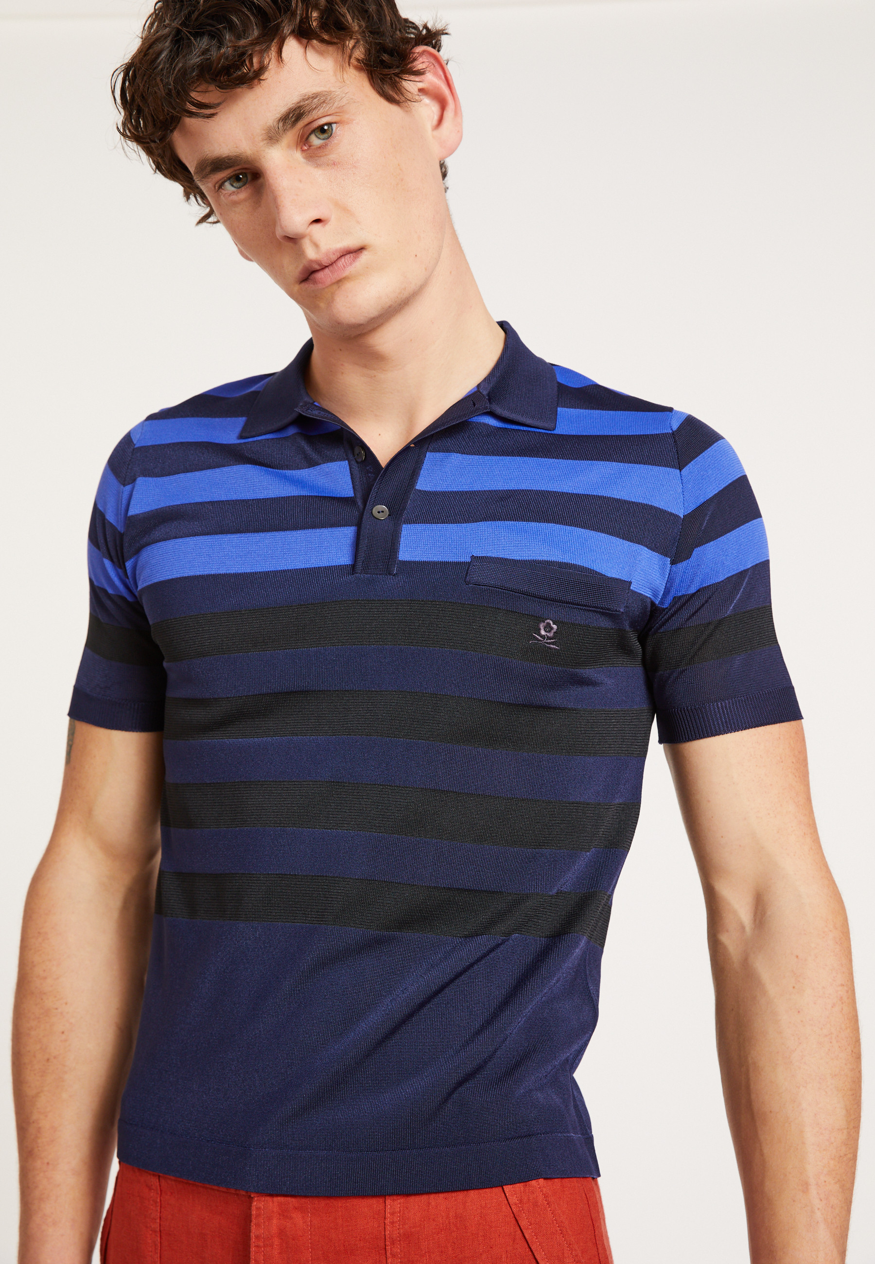 Polo Fil Lumière à rayures - Frederico 0823 - 05 Bleu marine