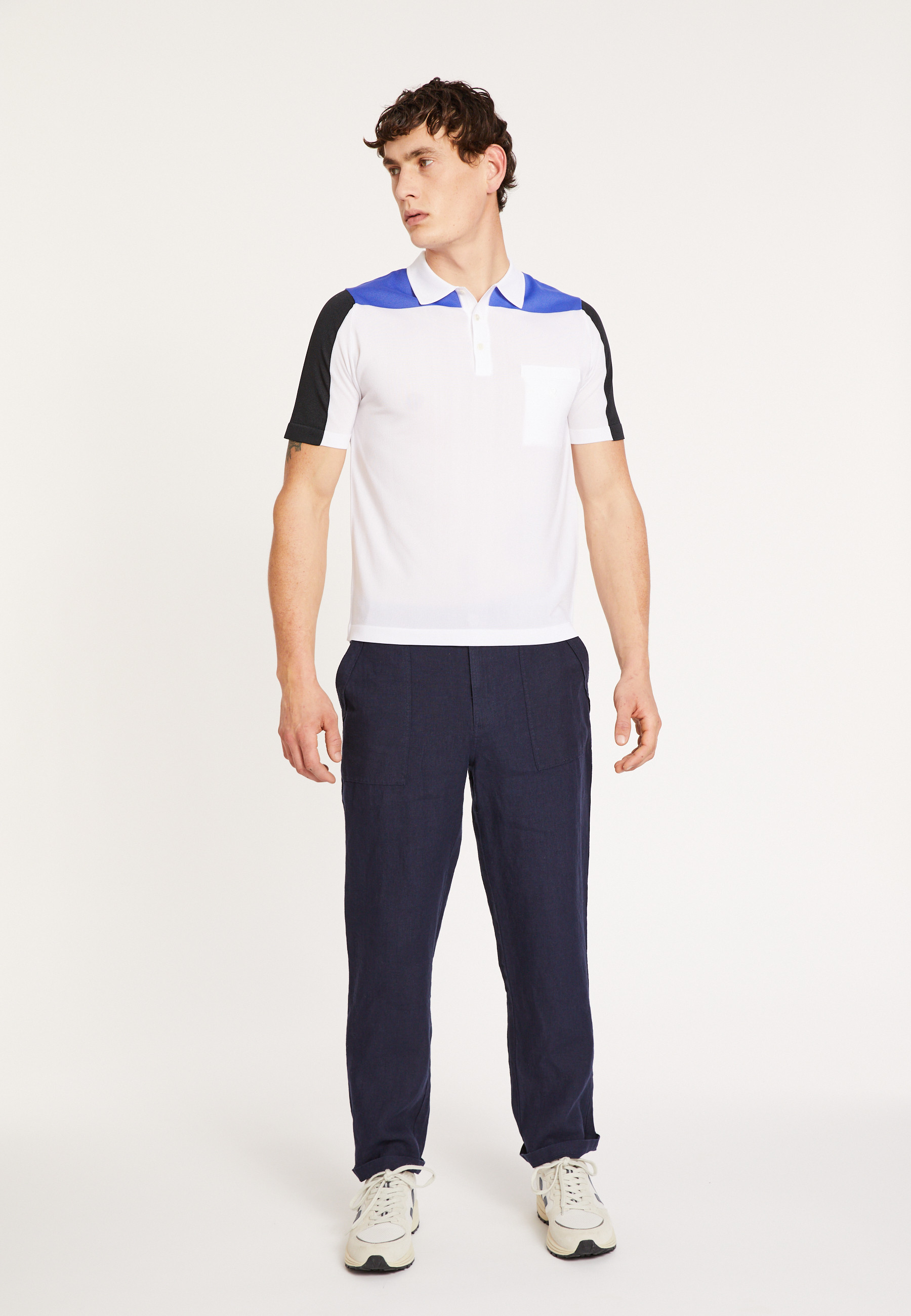 Polo Fil Lumière tricolore - Fadel 0330 - 02 Blanc