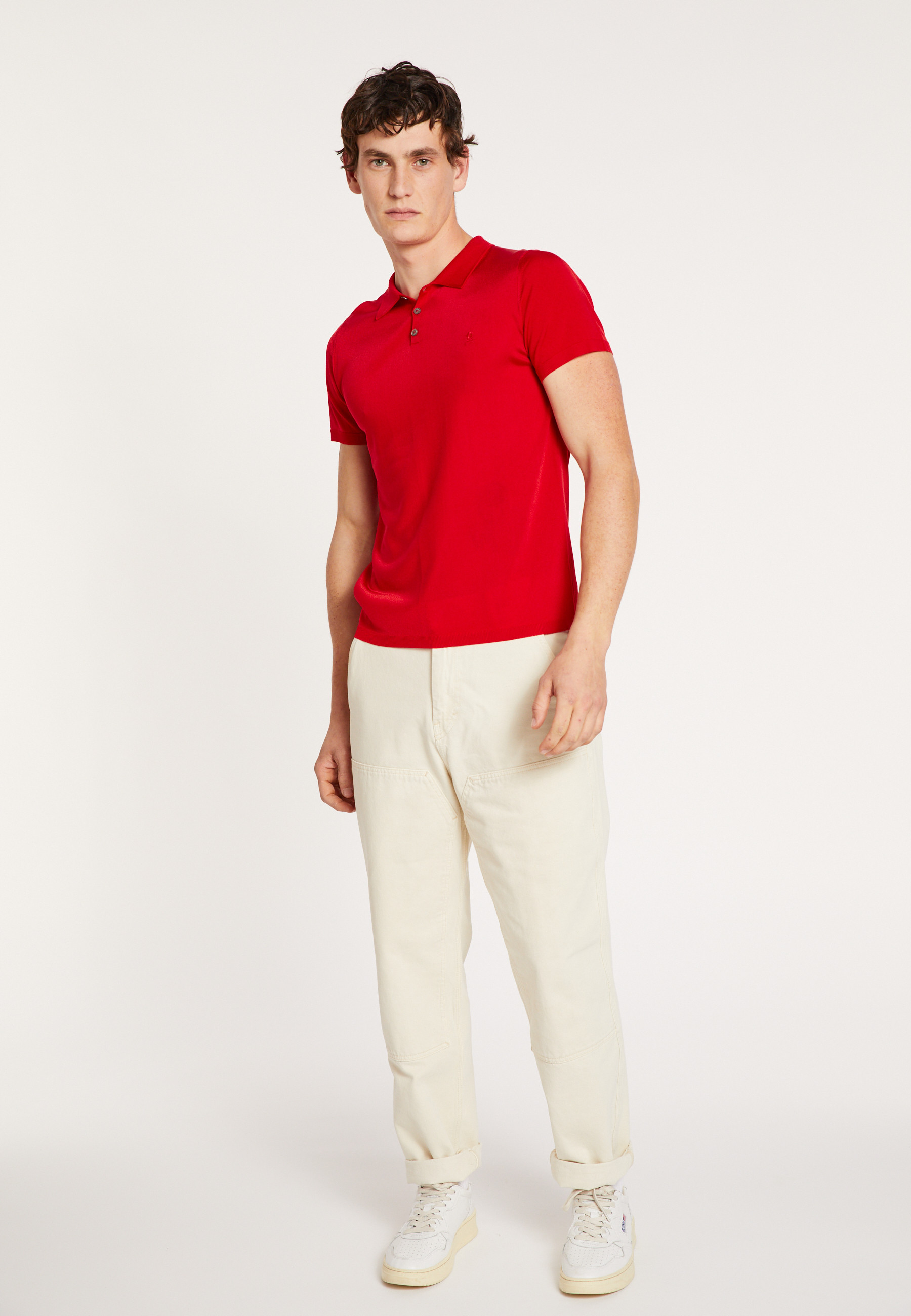  	Polo manches courtes en Fil Lumière - Babar 6880 pavot - 52 Rouge