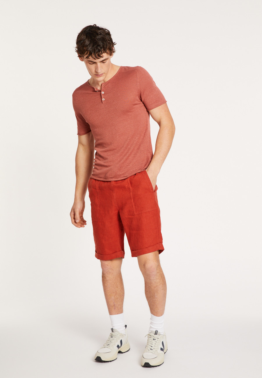 T-shirt col boutonné en lin - Leonce