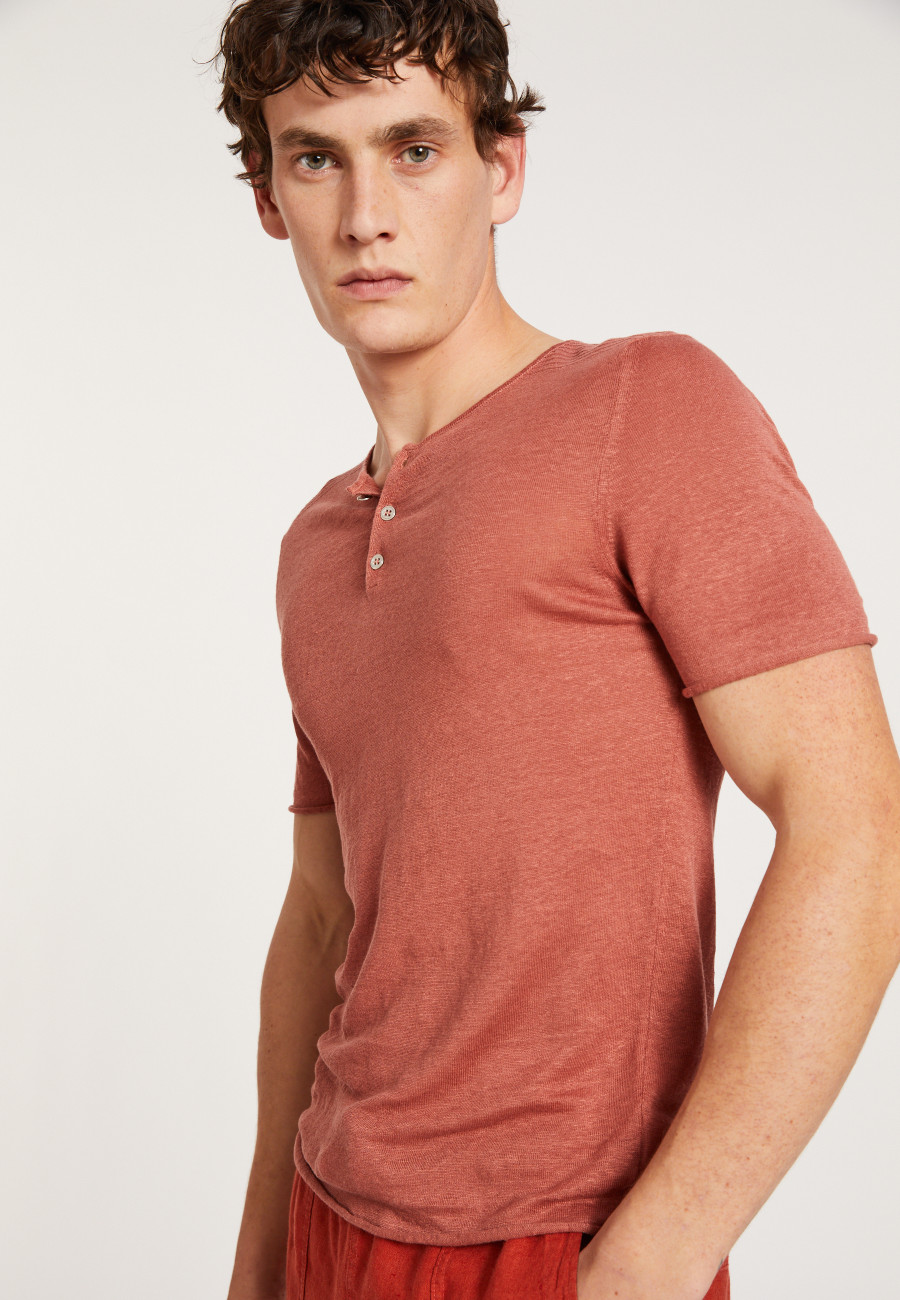 T-shirt col boutonné en lin - Leonce