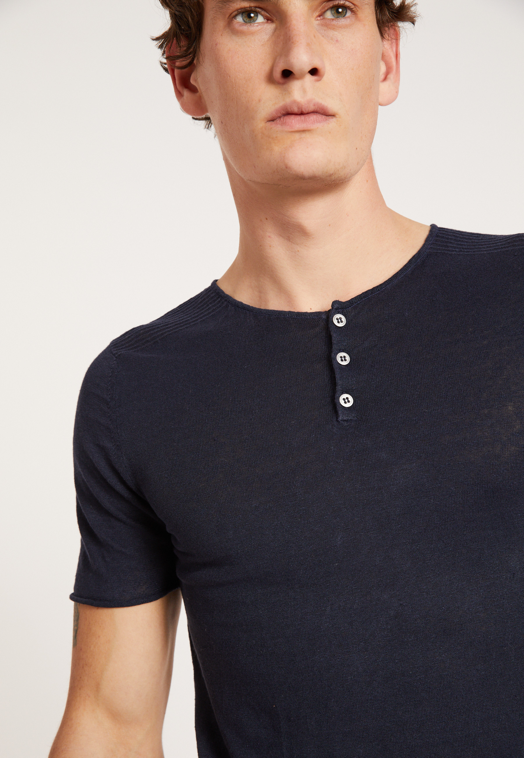 T-shirt col boutonné en lin - Leonce