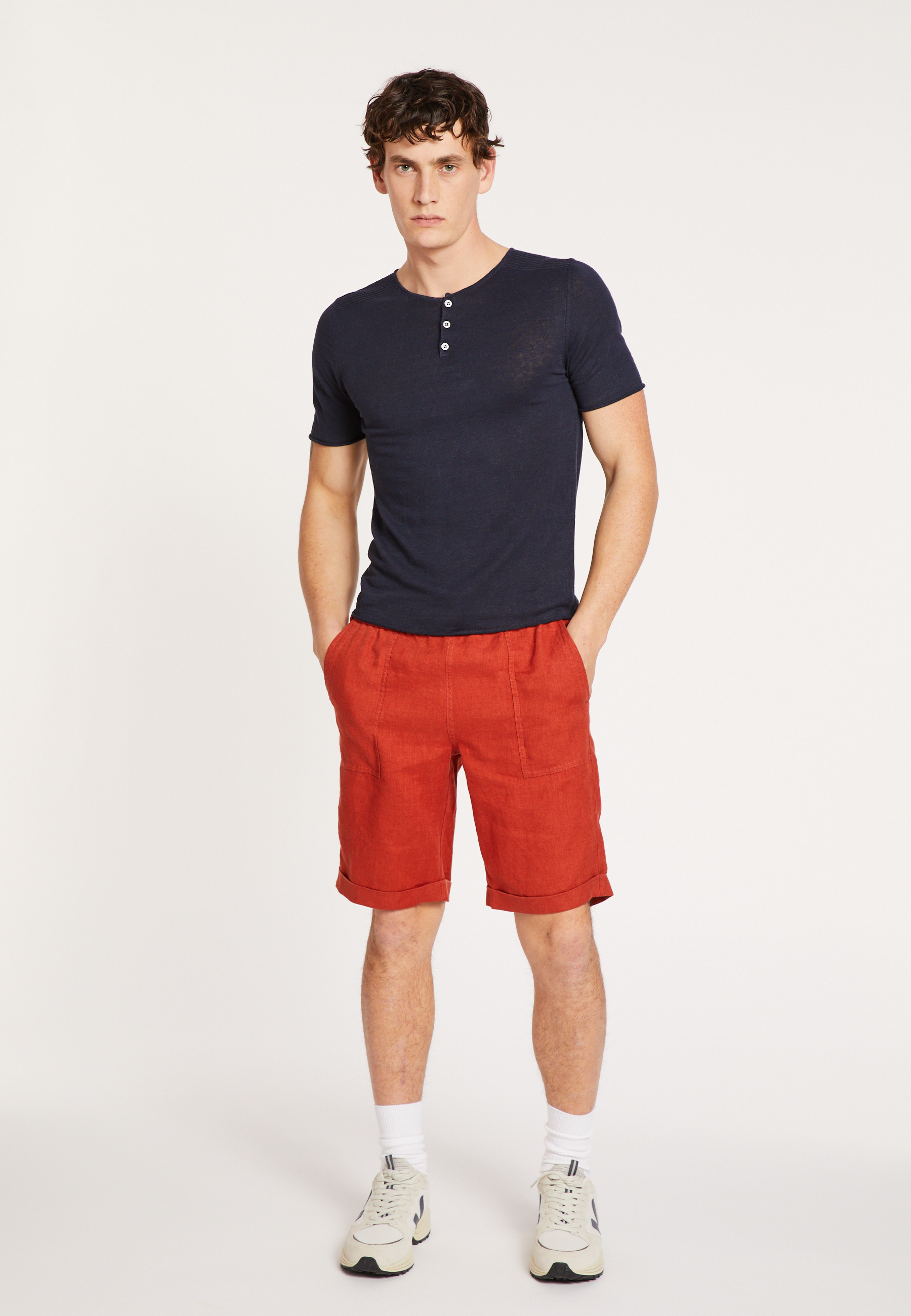 T-shirt col boutonné en lin - Leonce