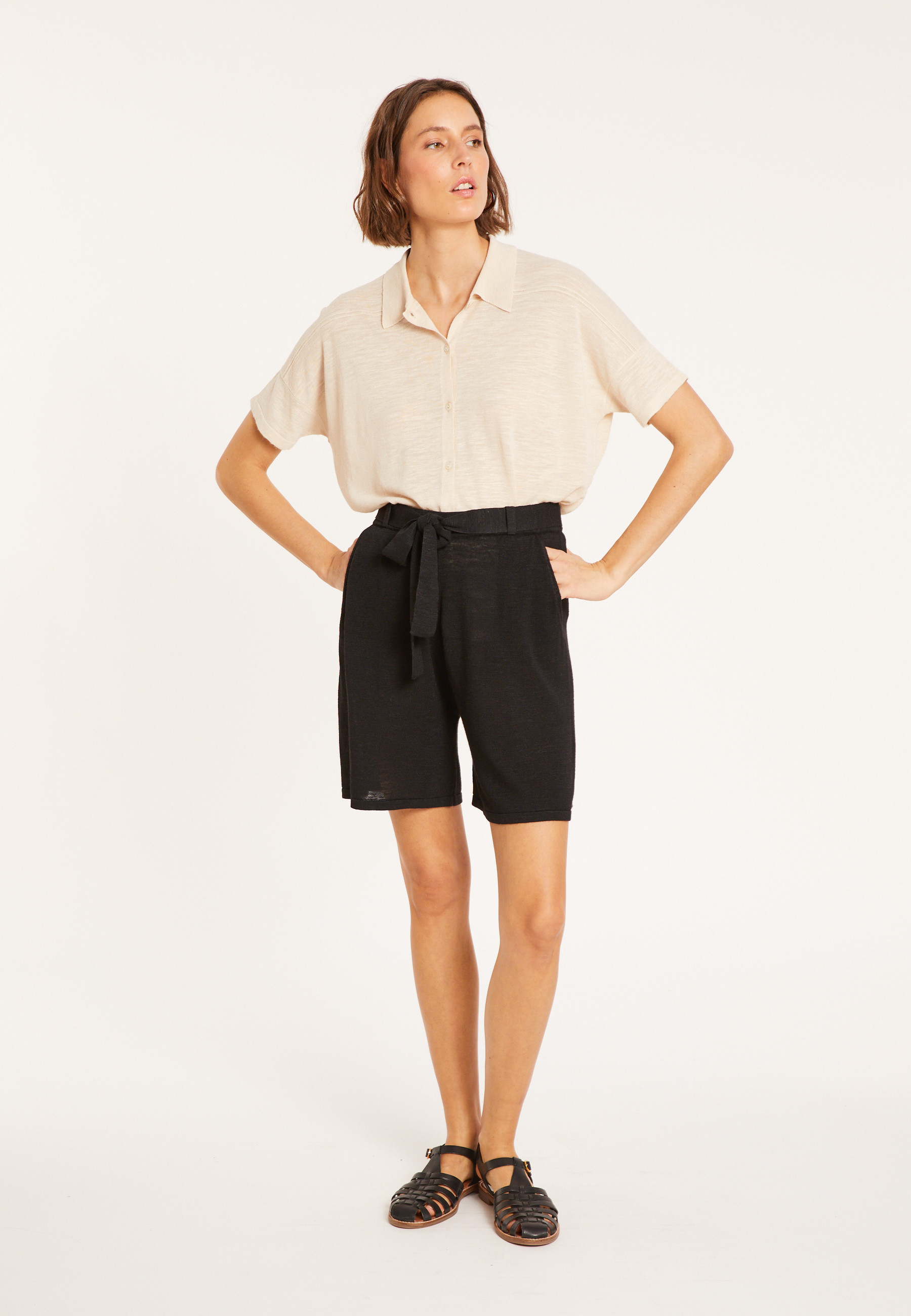 Fluid shorts in flamed linen - Maceo