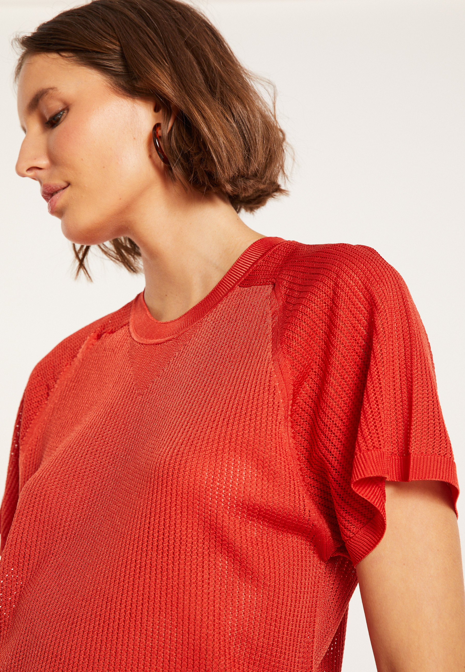 T-shirt à côtes en Fil Lumière - Malory 8081 - 20 Rouge foncé