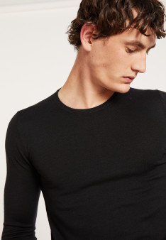 Pull col rond en laine mérinos - Bardem 6810 - 01 Noir