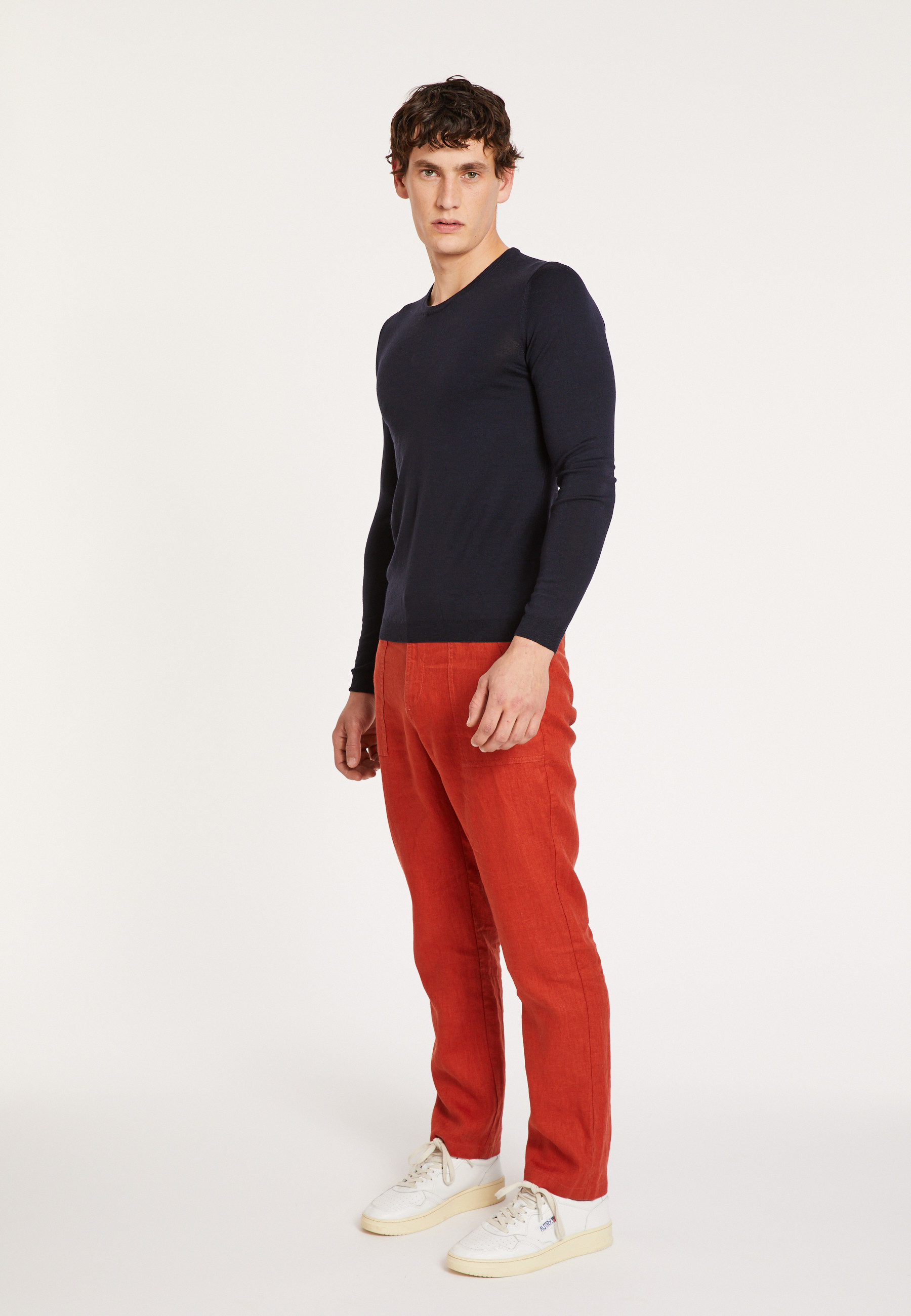 Pull col rond en laine mérinos - Bardem 6840 - 05 Bleu marine