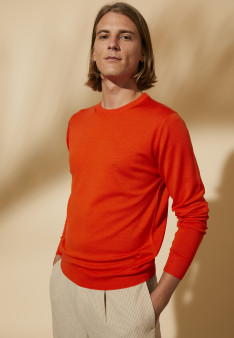 Crew neck sweater with logo in merino wool - Eddie