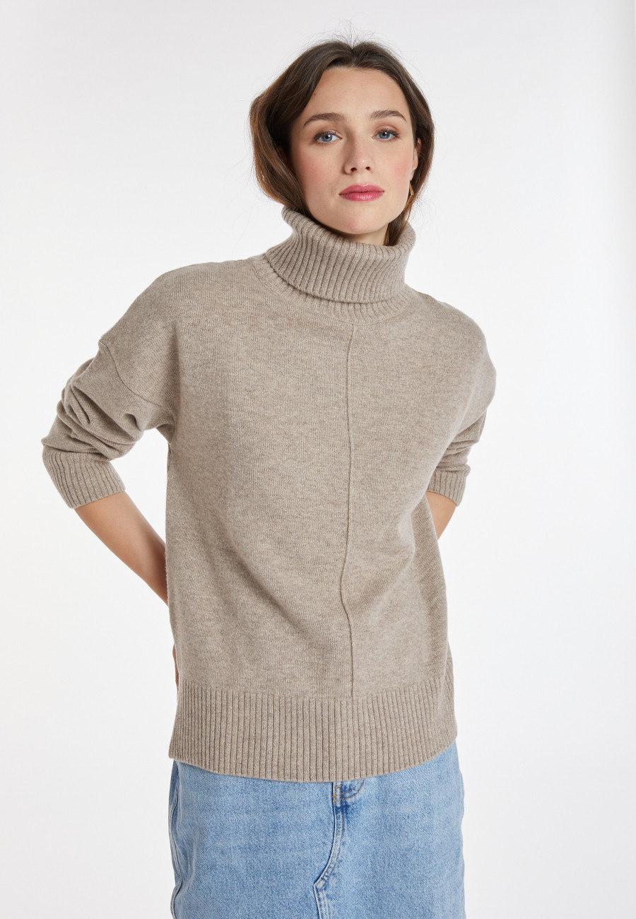 Turtleneck sweater with cashmere slits - Adena