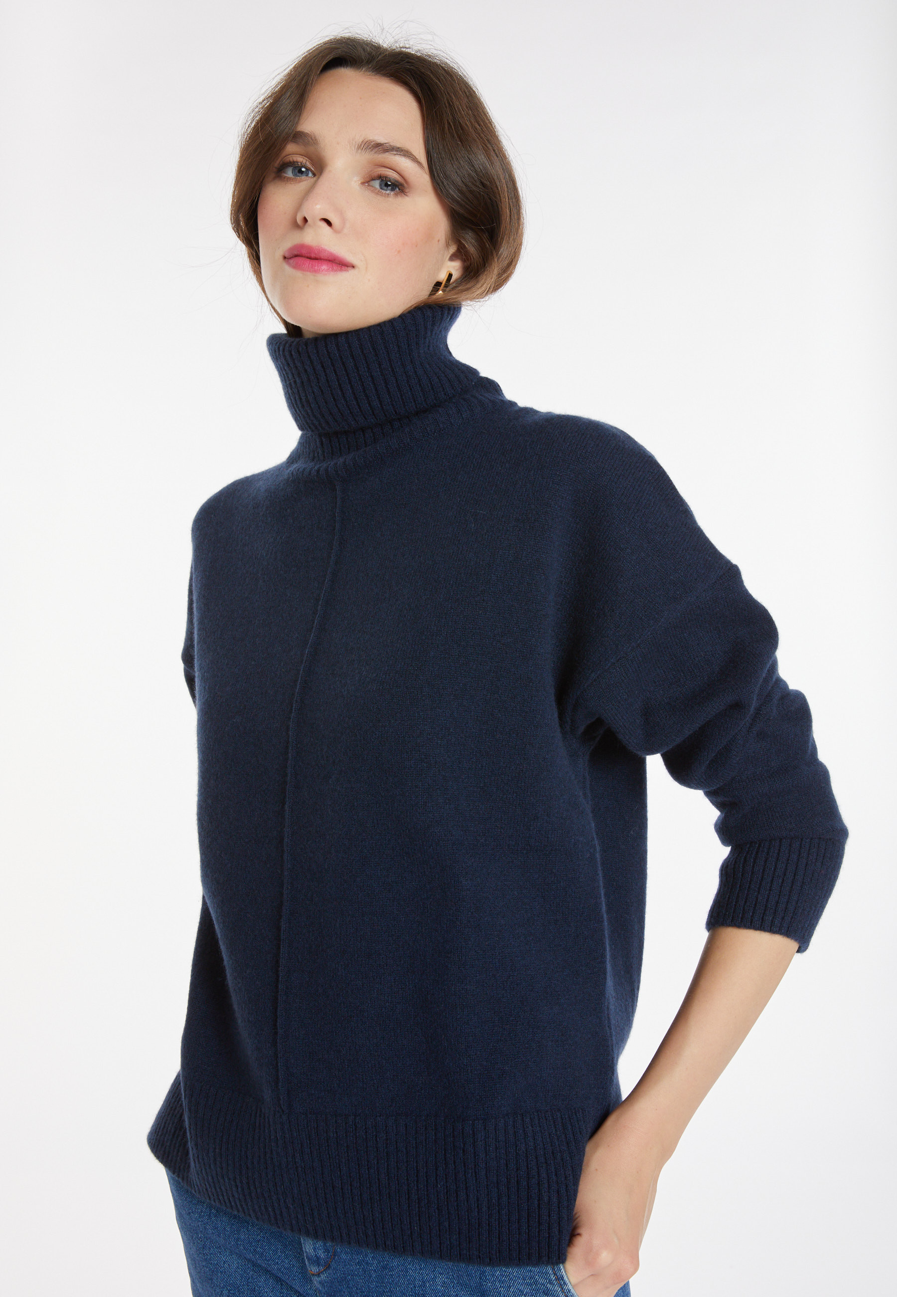 Pull col roulé à fentes en cachemire 4 fils - Adena 8240