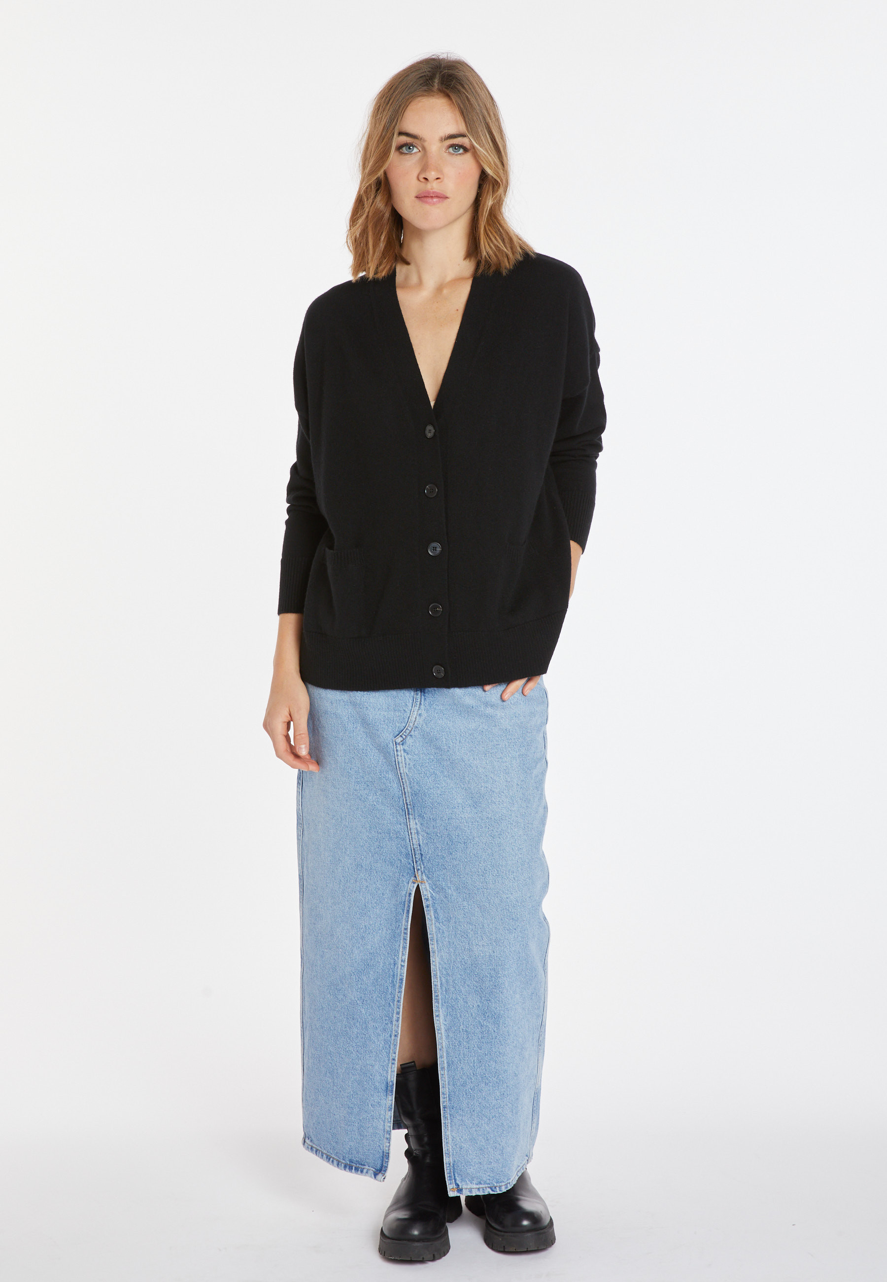 Cardigan en cachemire boutonné à poches - Ariel 8210