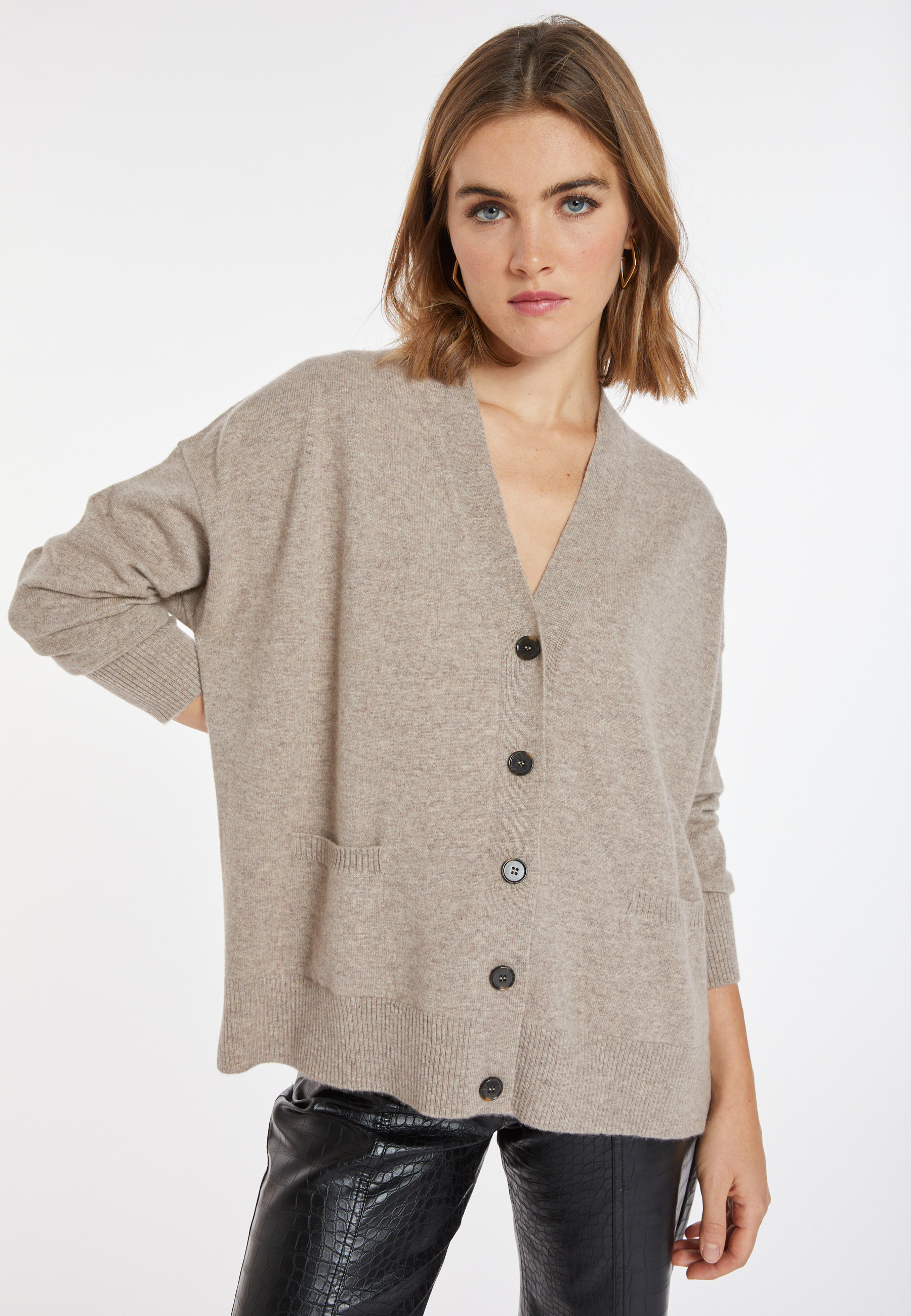 Cardigan en cachemire boutonné à poches - Ariel 8221