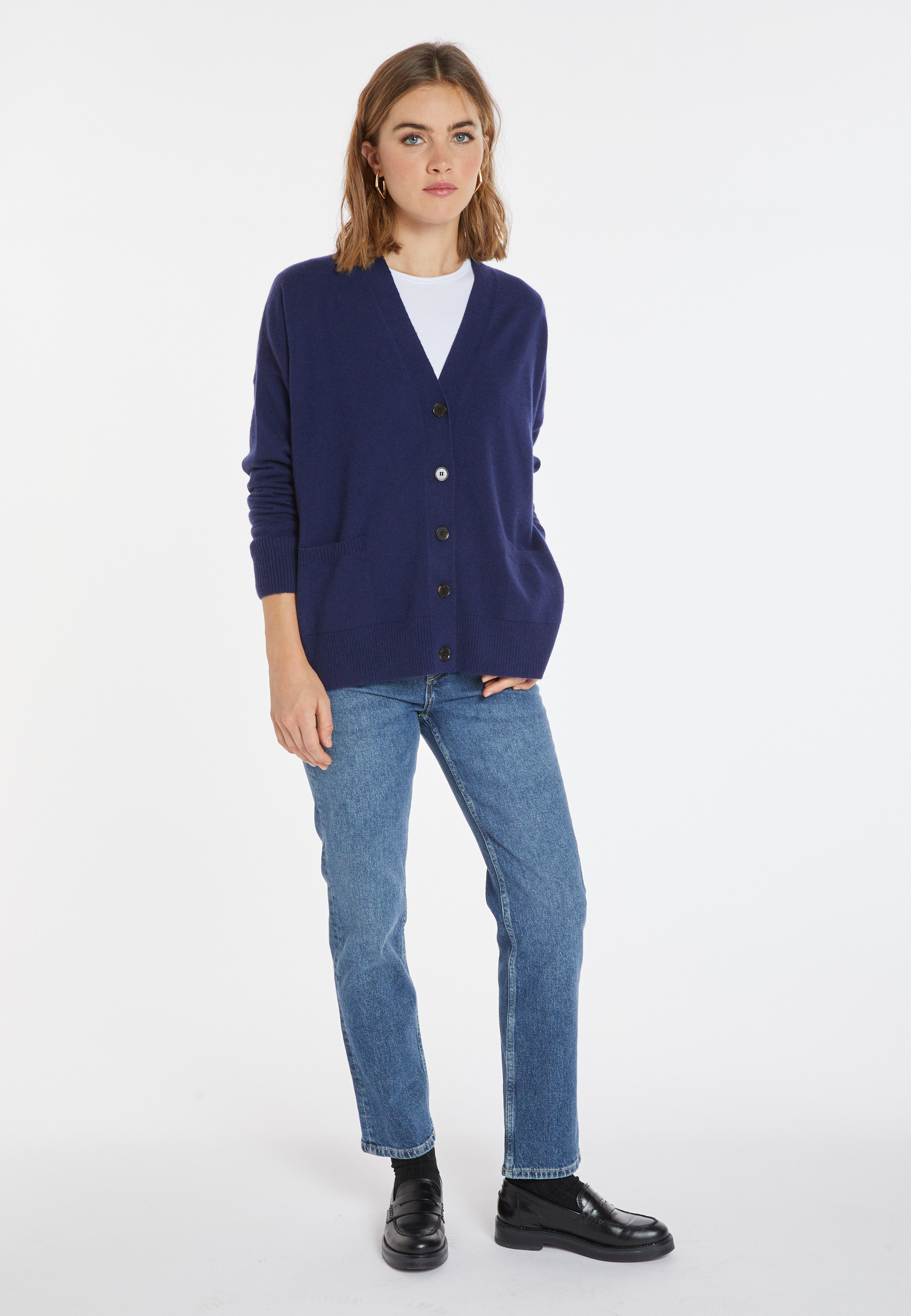 Cardigan en cachemire boutonné à poches - Ariel 8243