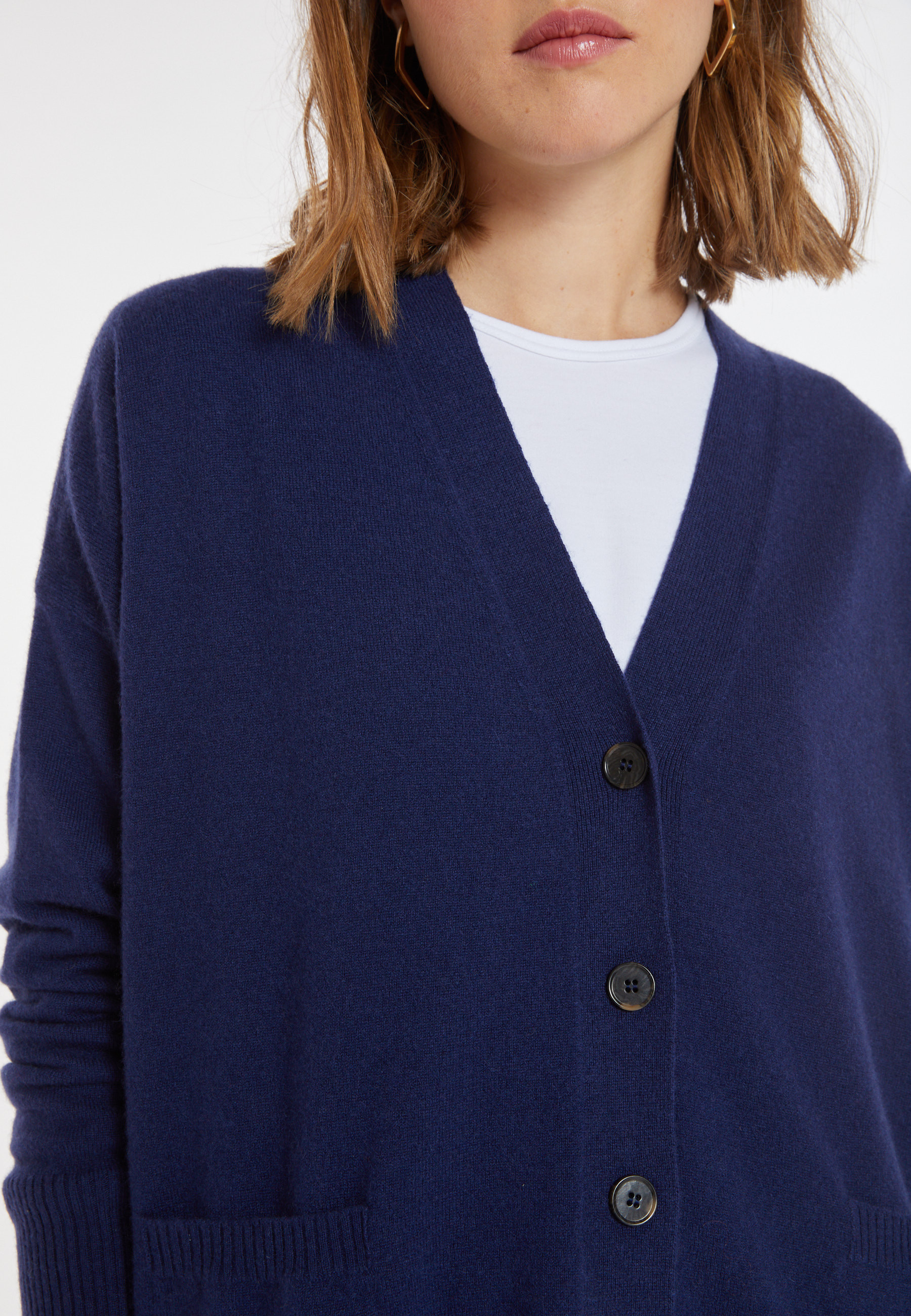 Cardigan en cachemire boutonné à poches - Ariel 8243