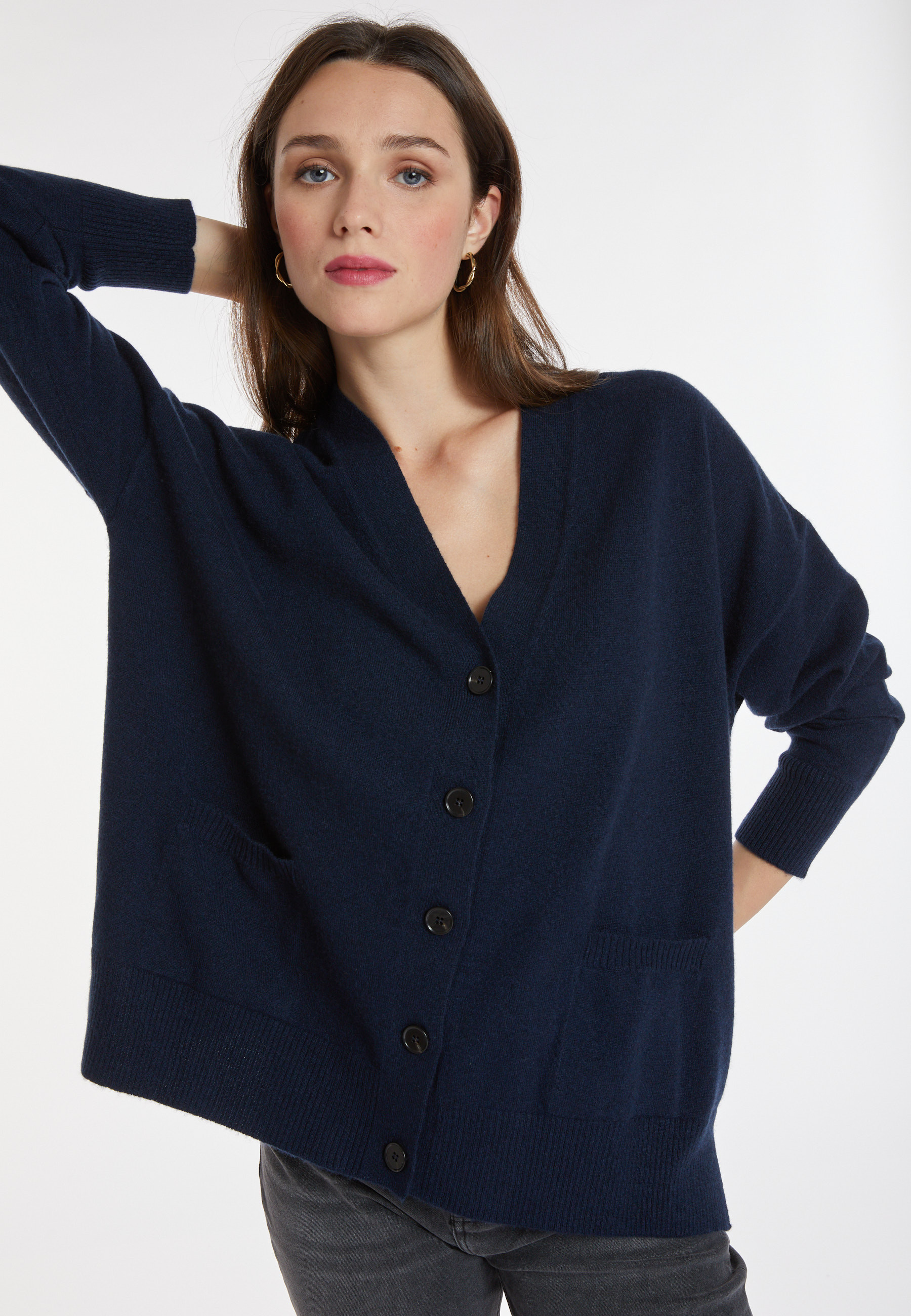 Cardigan en cachemire boutonné à poches - Ariel 8240