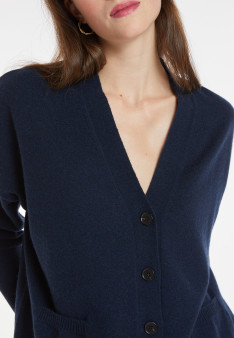 Cardigan en cachemire boutonné à poches - Ariel 8240