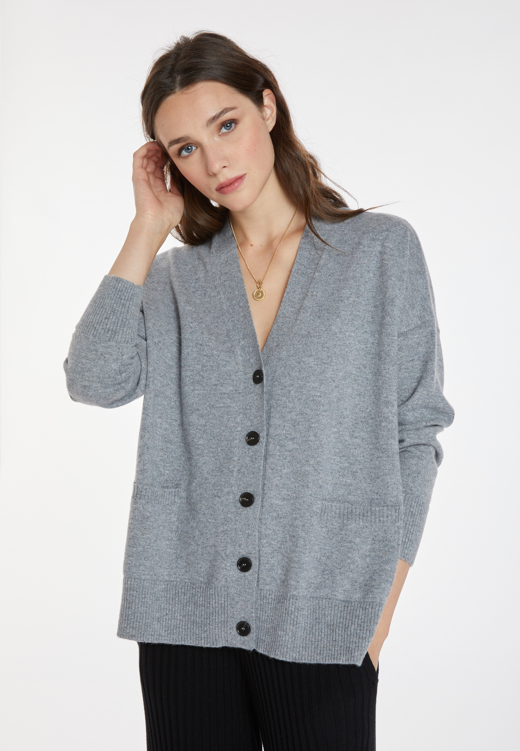 Cardigan en cachemire boutonné à poches - Ariel 8211