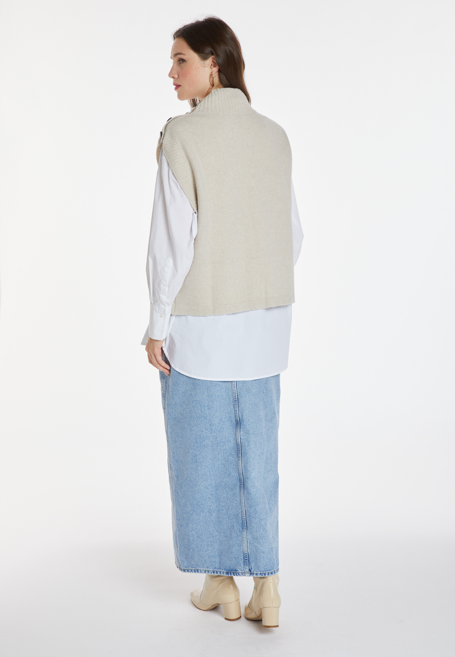 Pull sans manches en cachemire et laine - Anika 8201