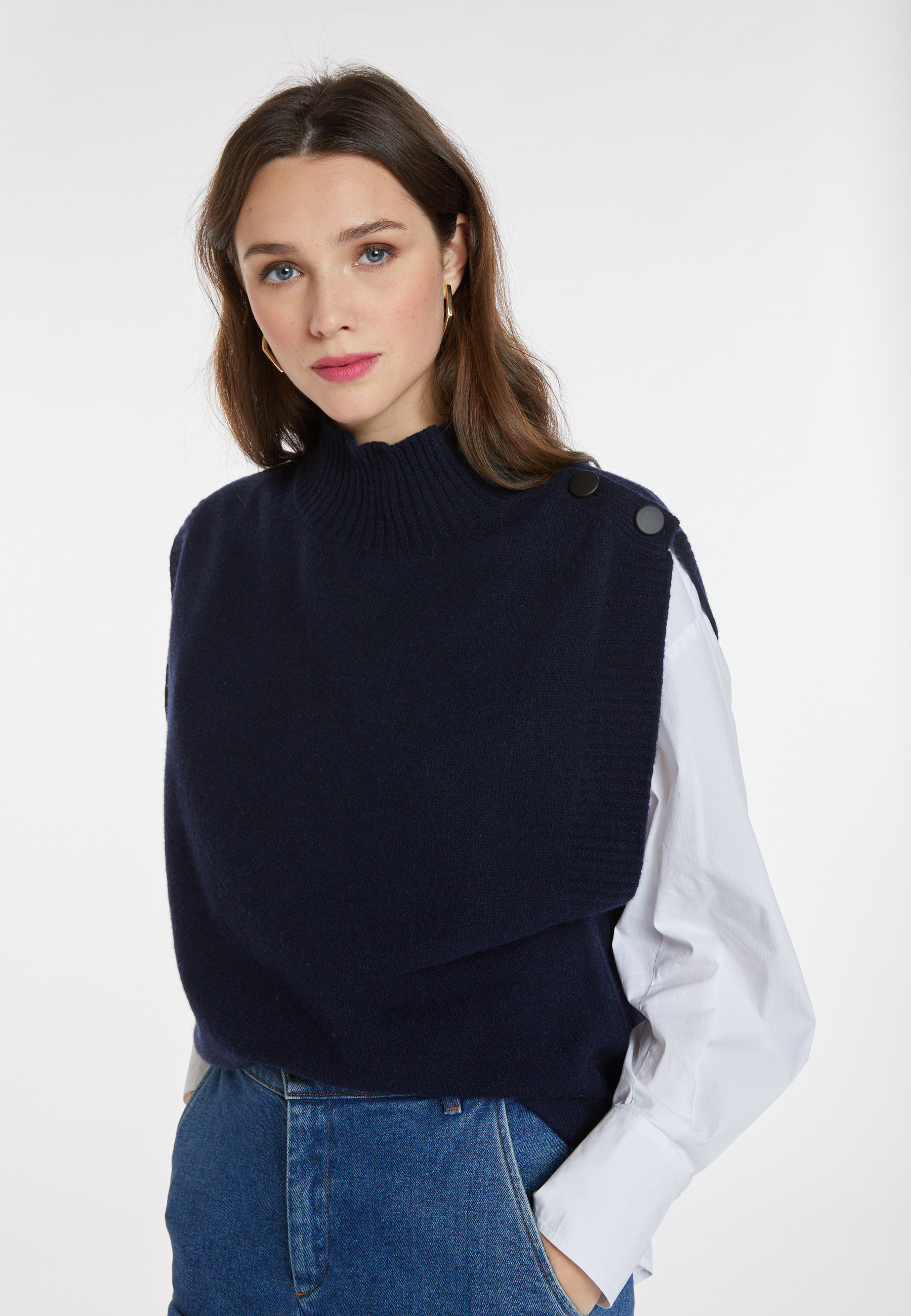 Pull sans manches en cachemire et laine - Anika 8240