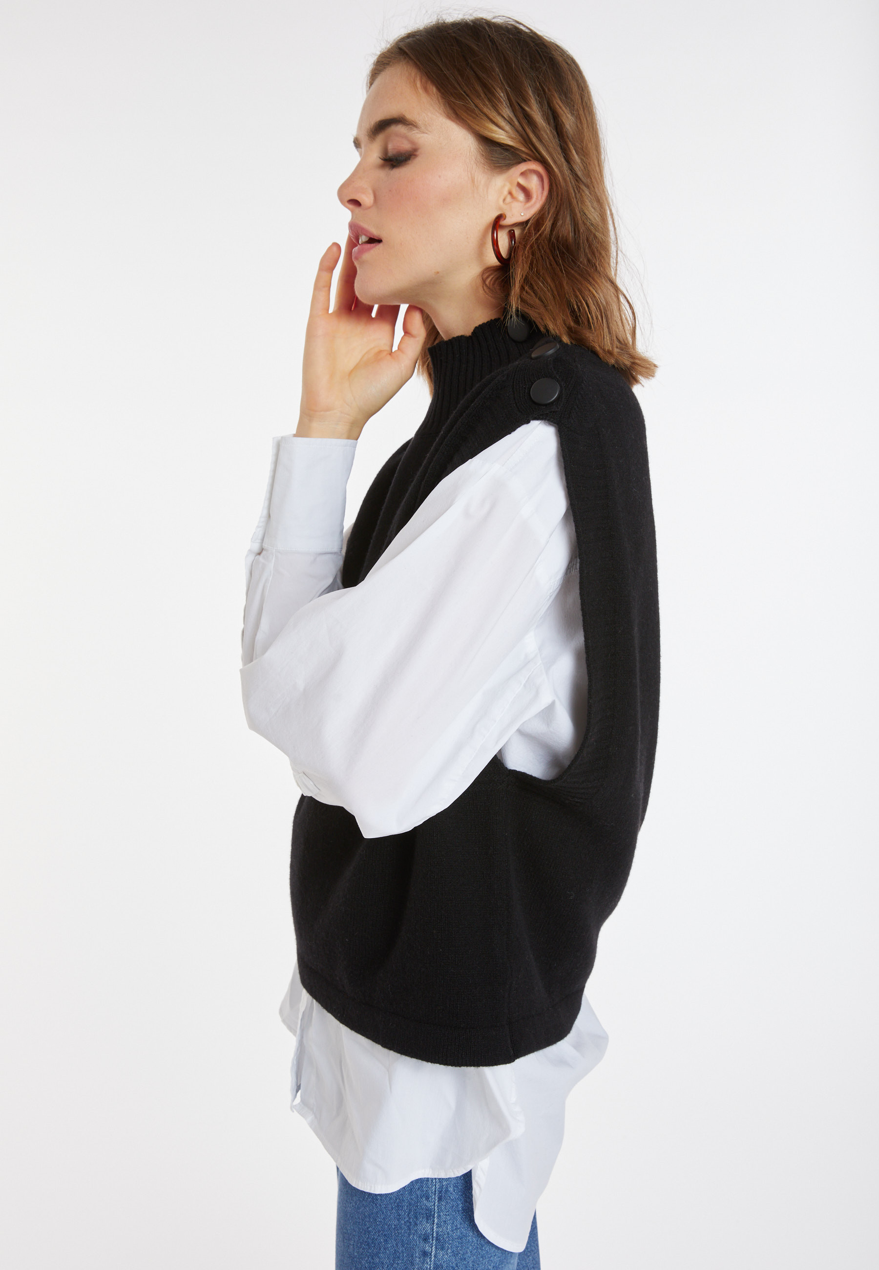 Pull sans manches en cachemire et laine - Anika 8210