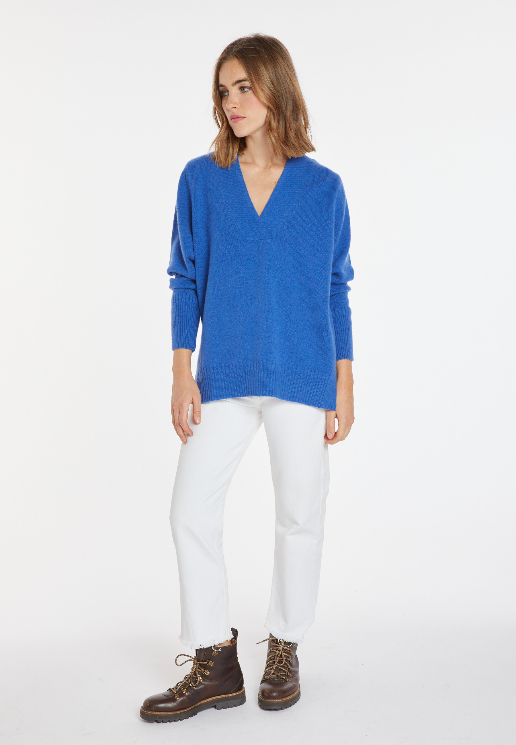 Pull ample col V en cachemire et laine - Chloé 8241