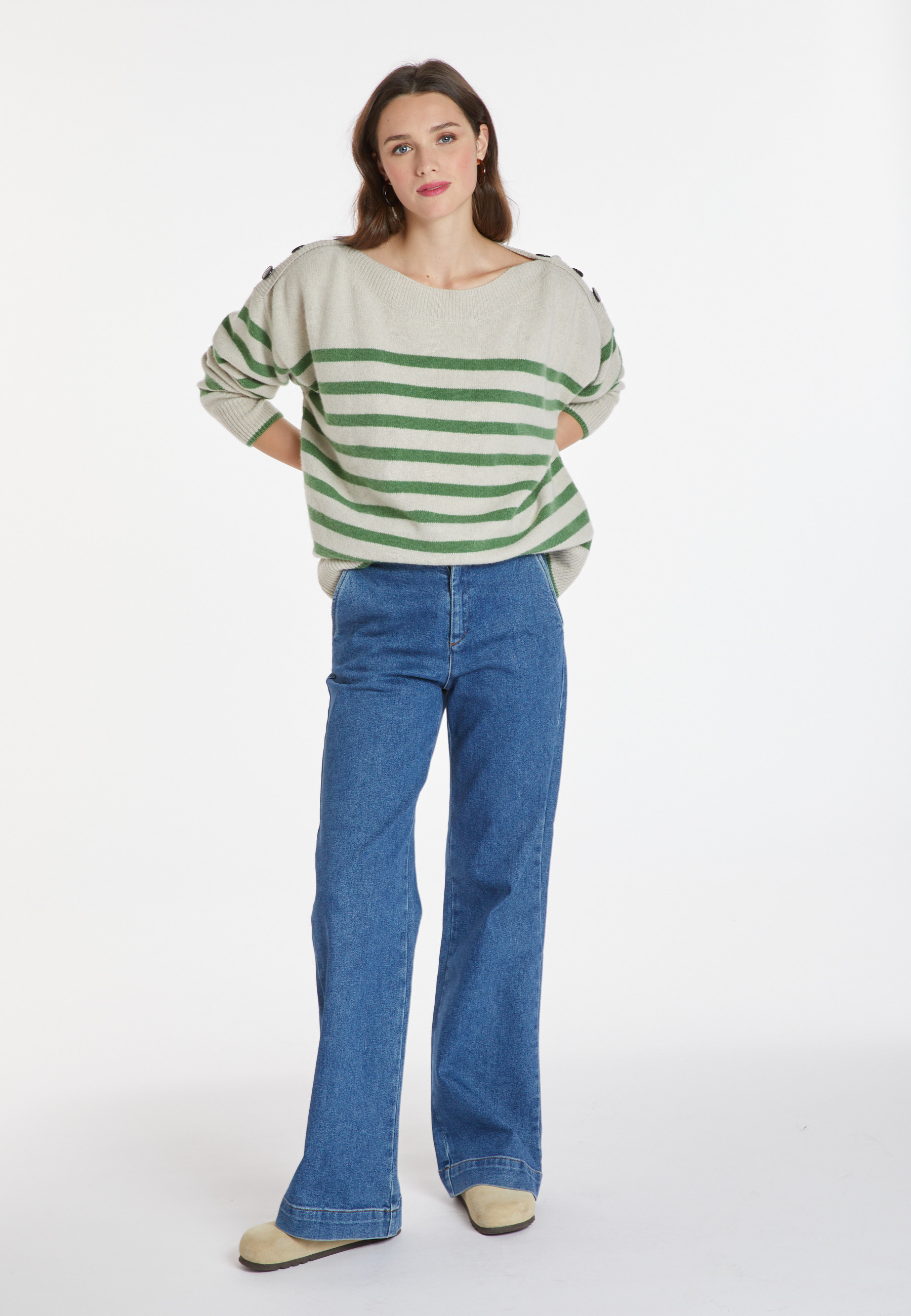 Pull marinière en cachemire et laine - Carice 8352