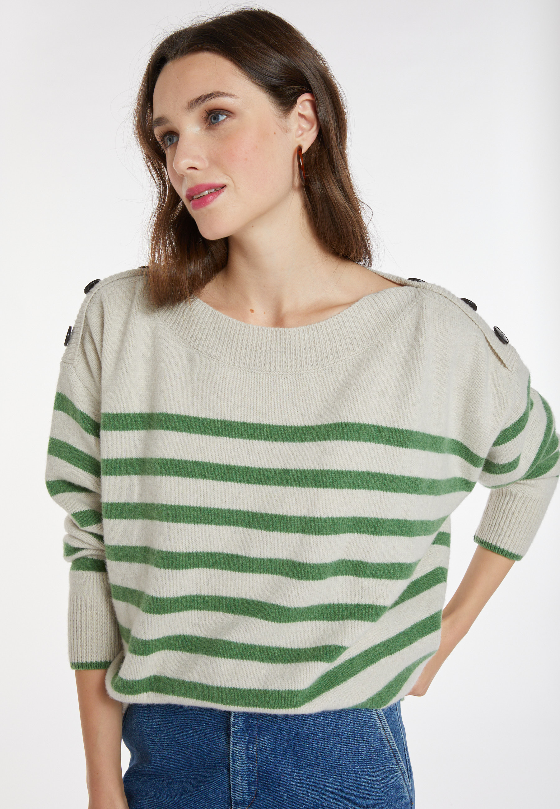 Pull marinière en cachemire et laine - Carice 8352