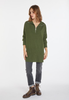 Long zip-neck sweater in wool and cashmere - Charlotte