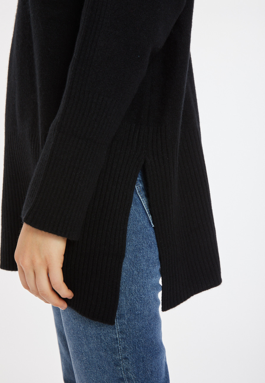 Long zip-neck sweater in wool and cashmere - Charlotte