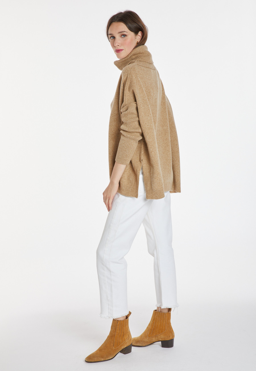 Pull oversize col roulé laine et cachemire - Clara