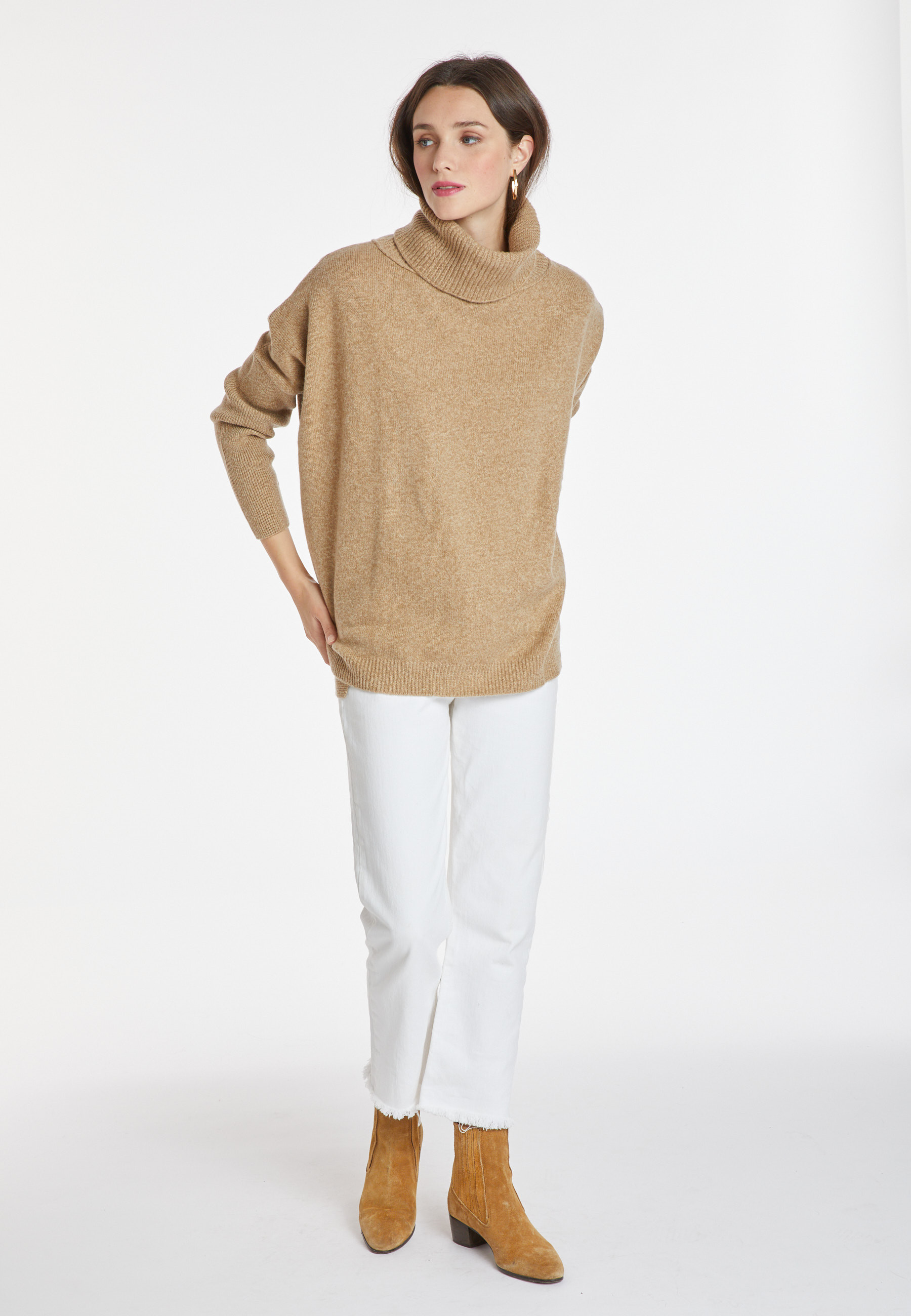 Pull ample col roulé en laine et cachemire - Clara 8220