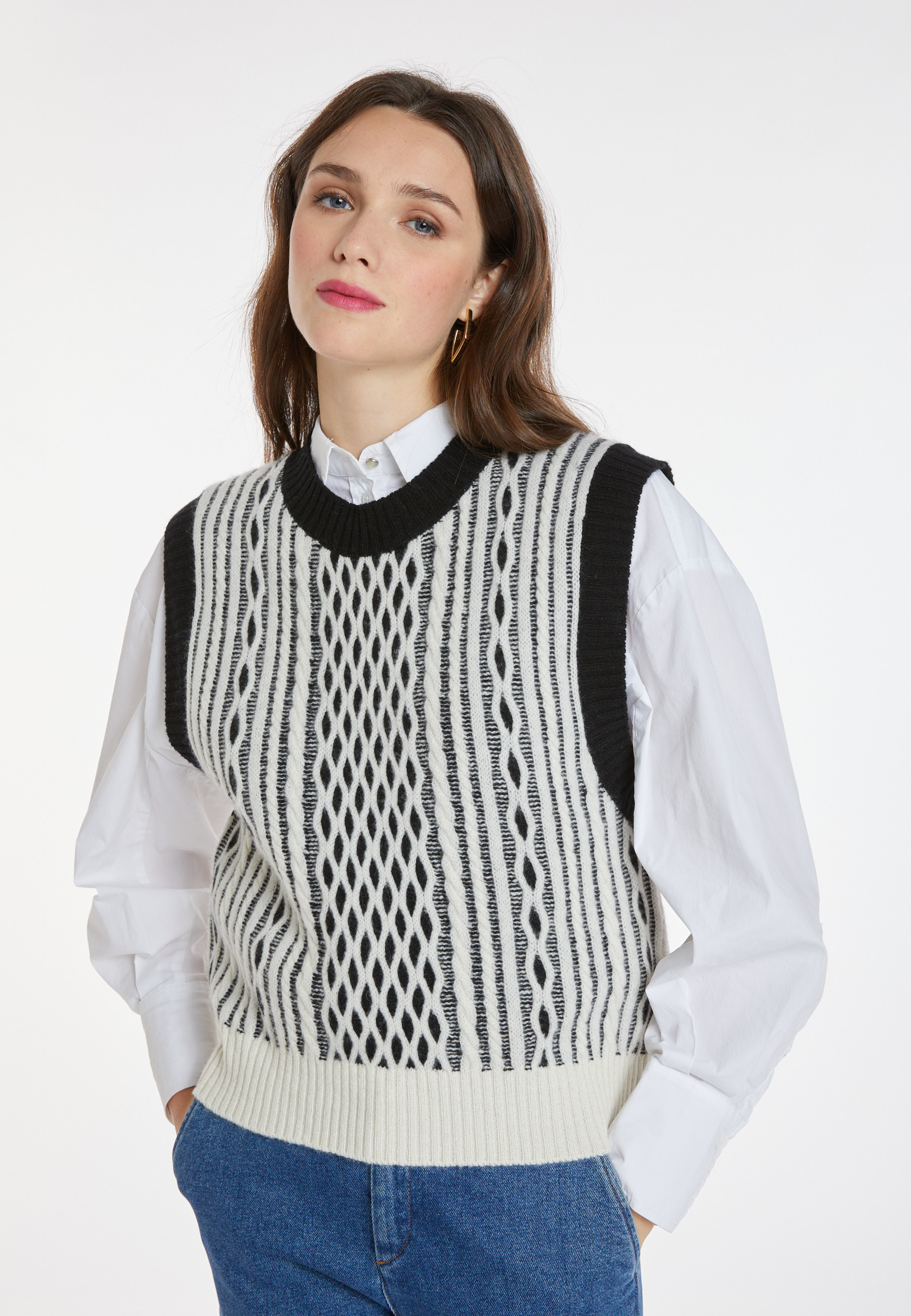 Pull sans manches en laine et cachemire - Clotilde 8349