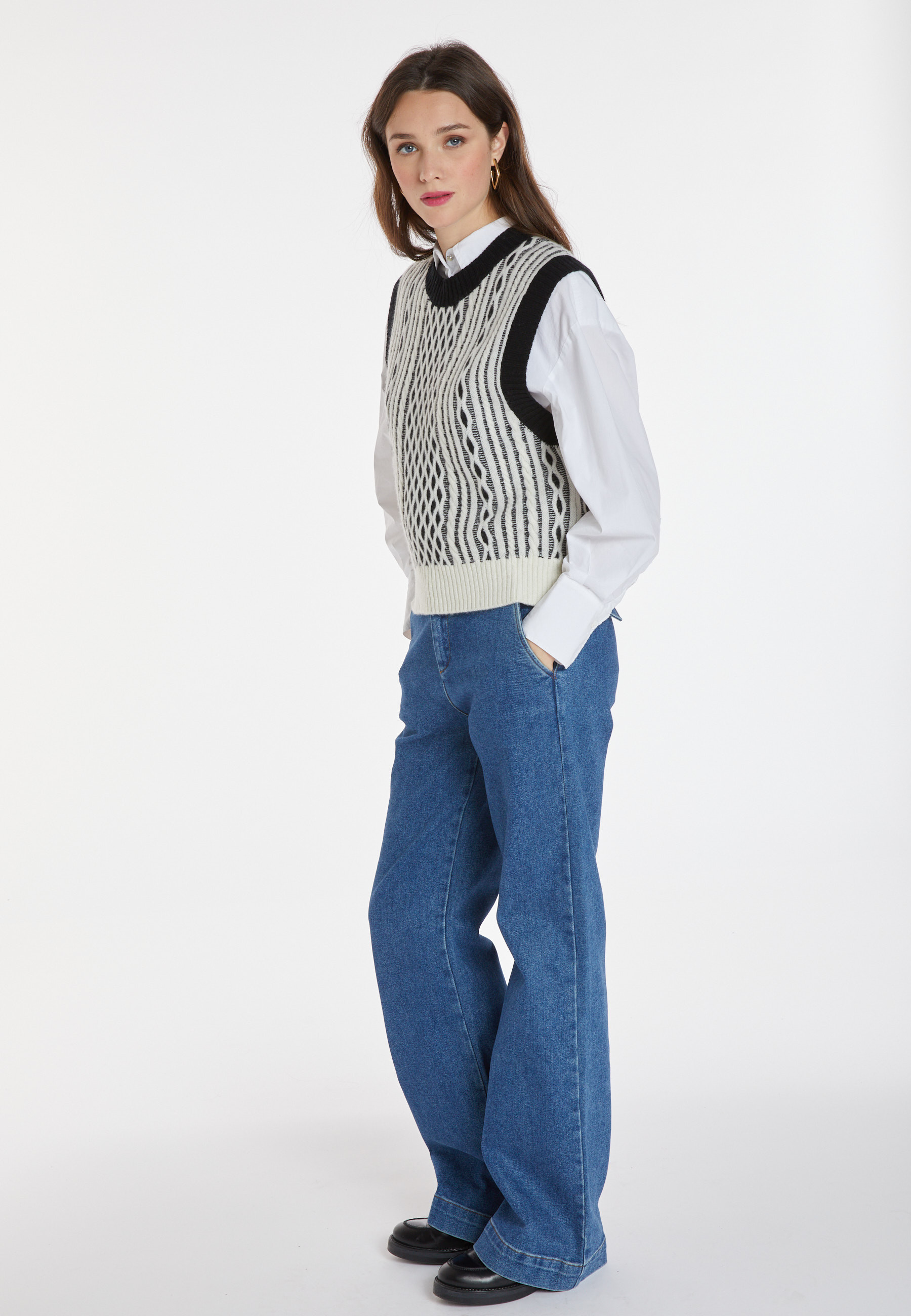 Pull sans manches en laine et cachemire - Clotilde 8349