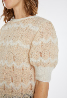 Short-sleeved mohair balloon sweater - Cosmos