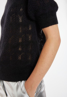 Short-sleeved mohair balloon sweater - Cosmos