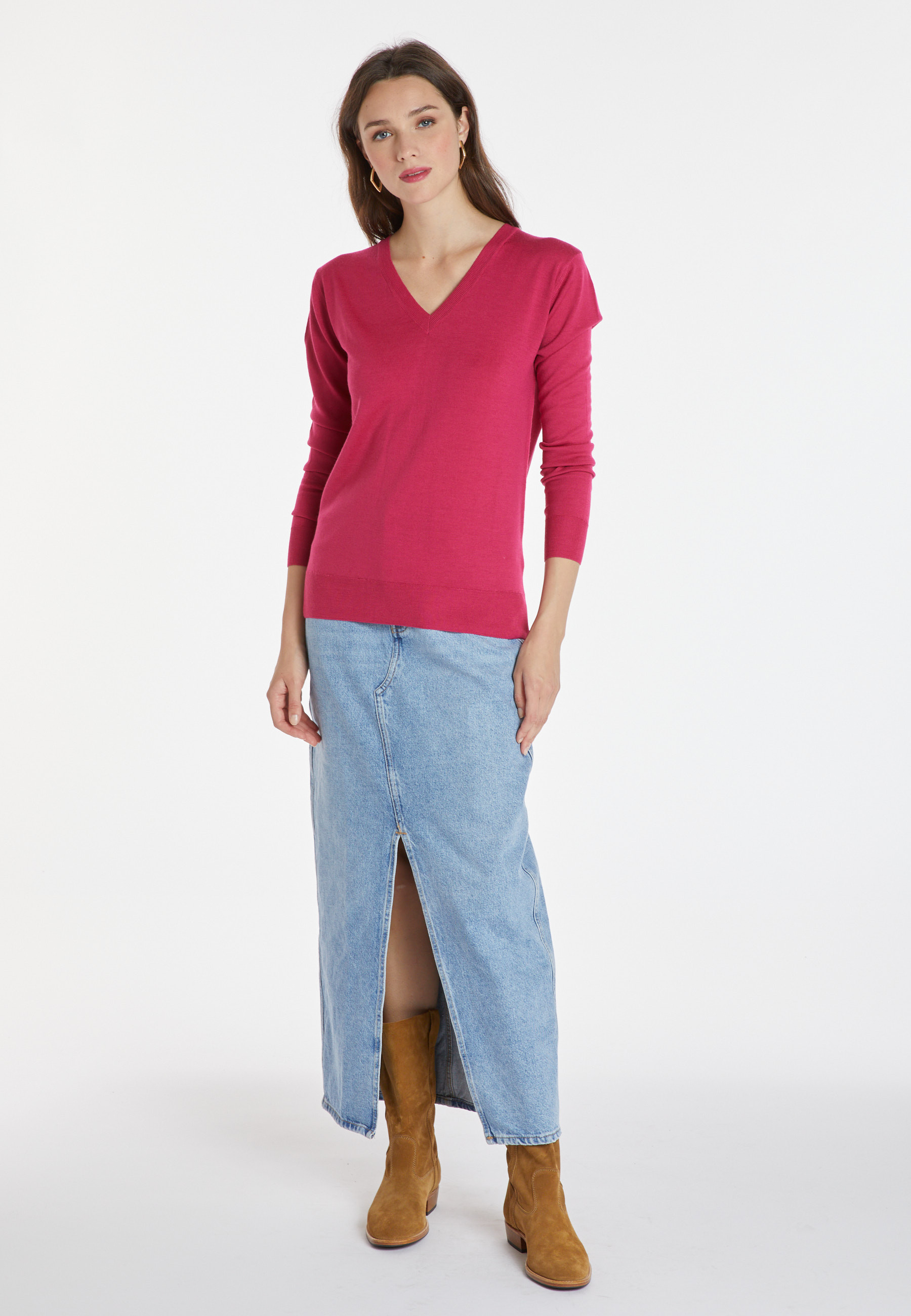 Pull col V en laine mérinos - Arya 8292