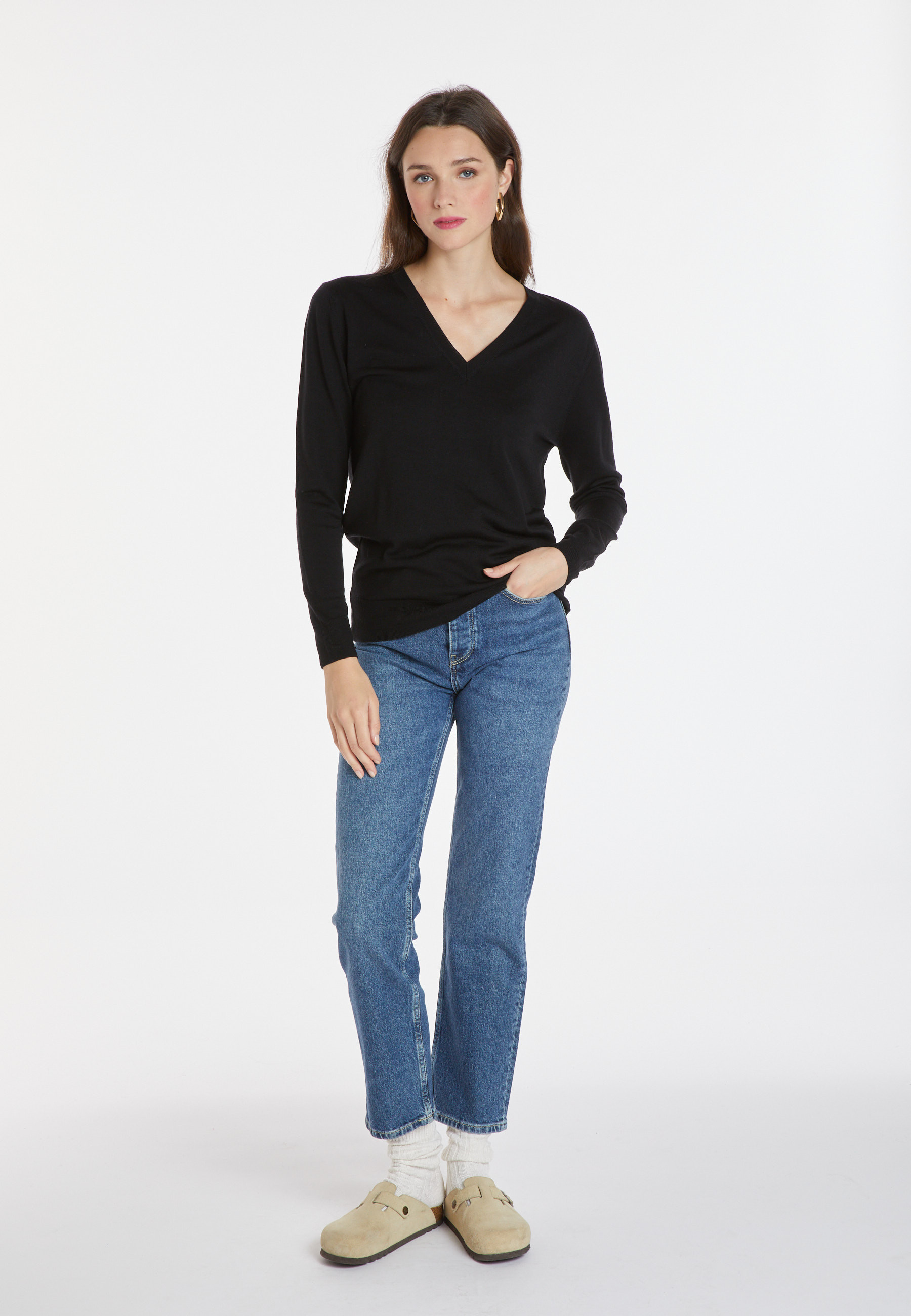 Pull col V en laine mérinos - Arya 8210