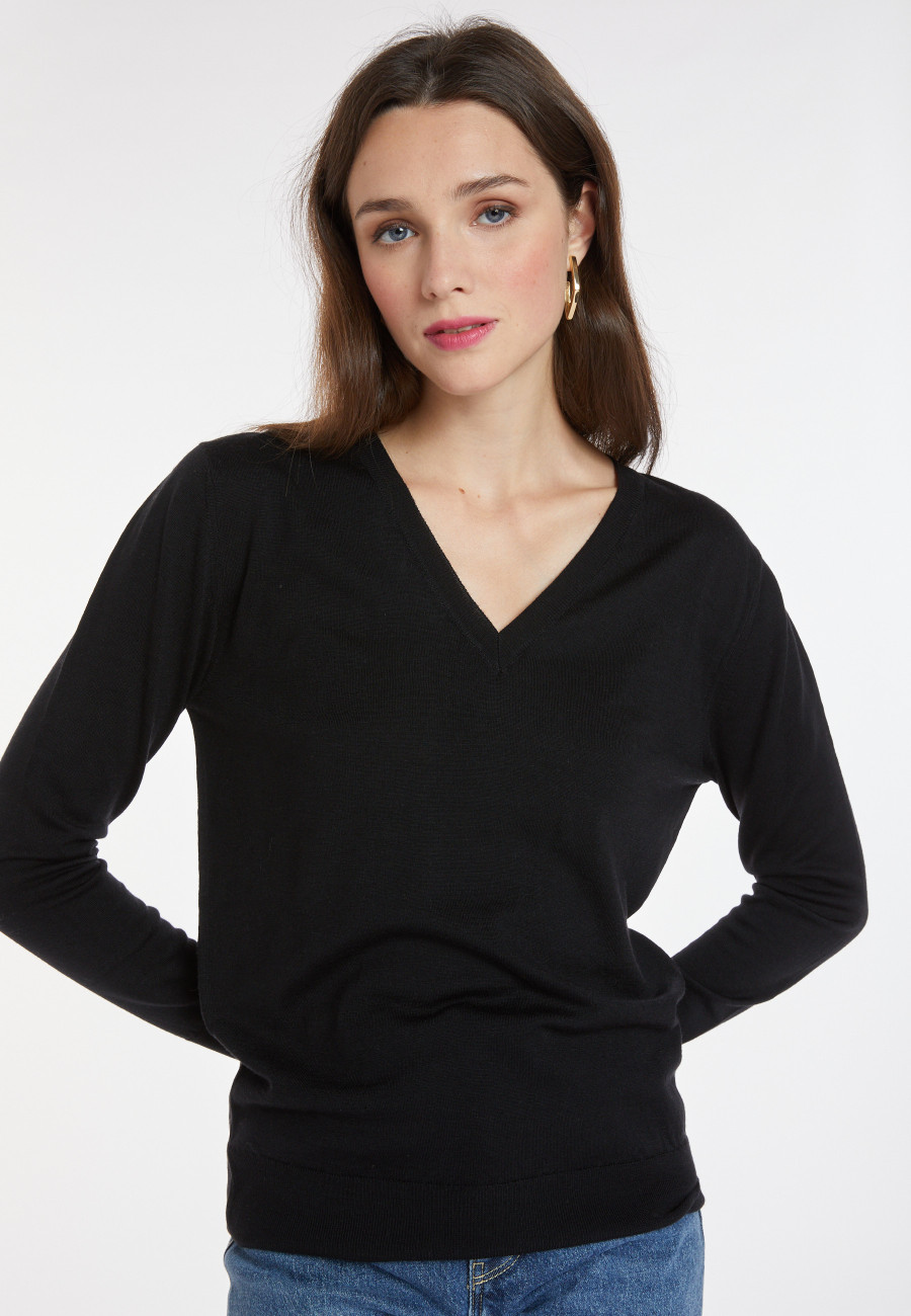 Pull col V en laine mérinos - Arya