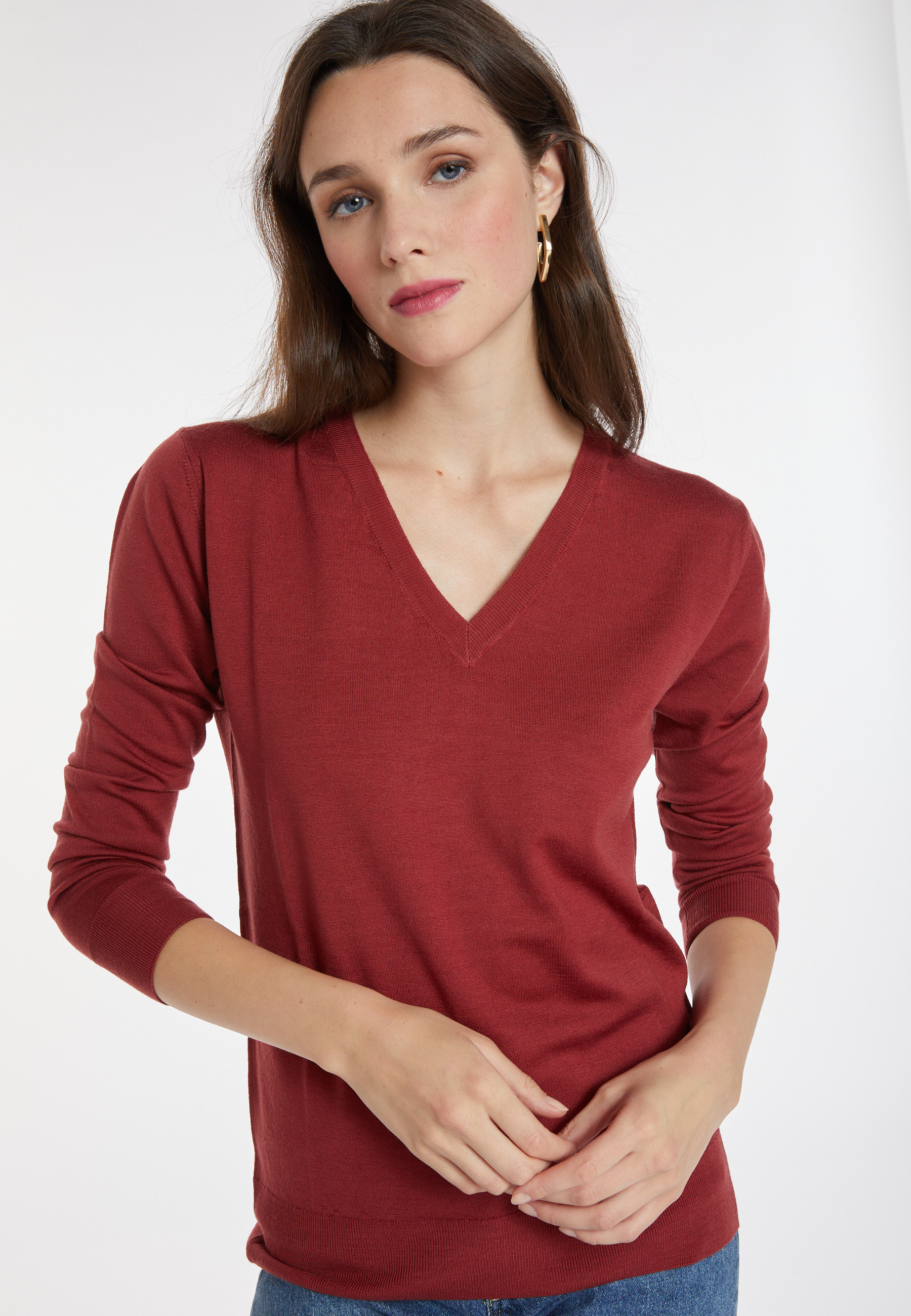 Pull col V en laine mérinos - Arya 8231