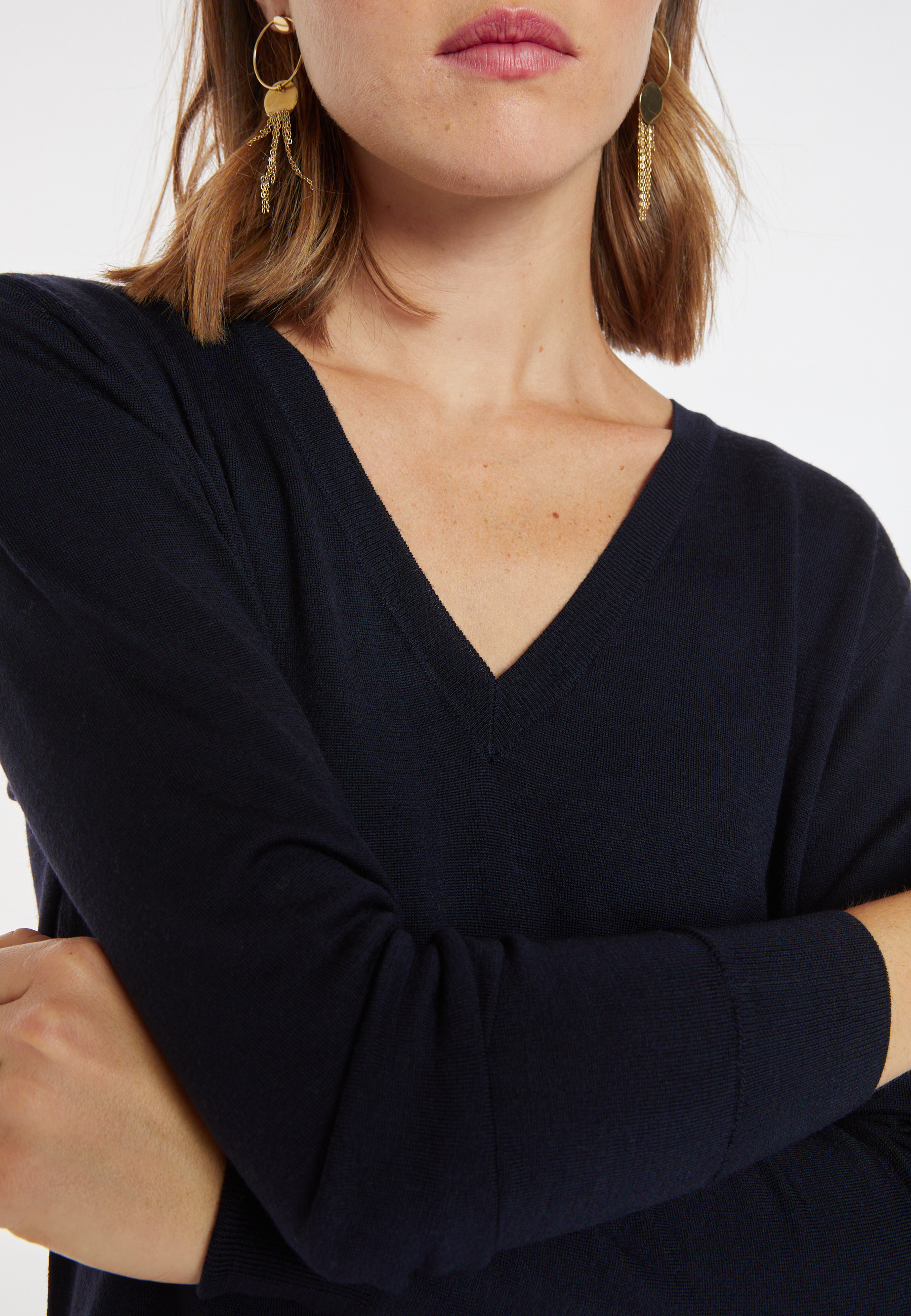 Pull col V en laine mérinos - Arya 8240