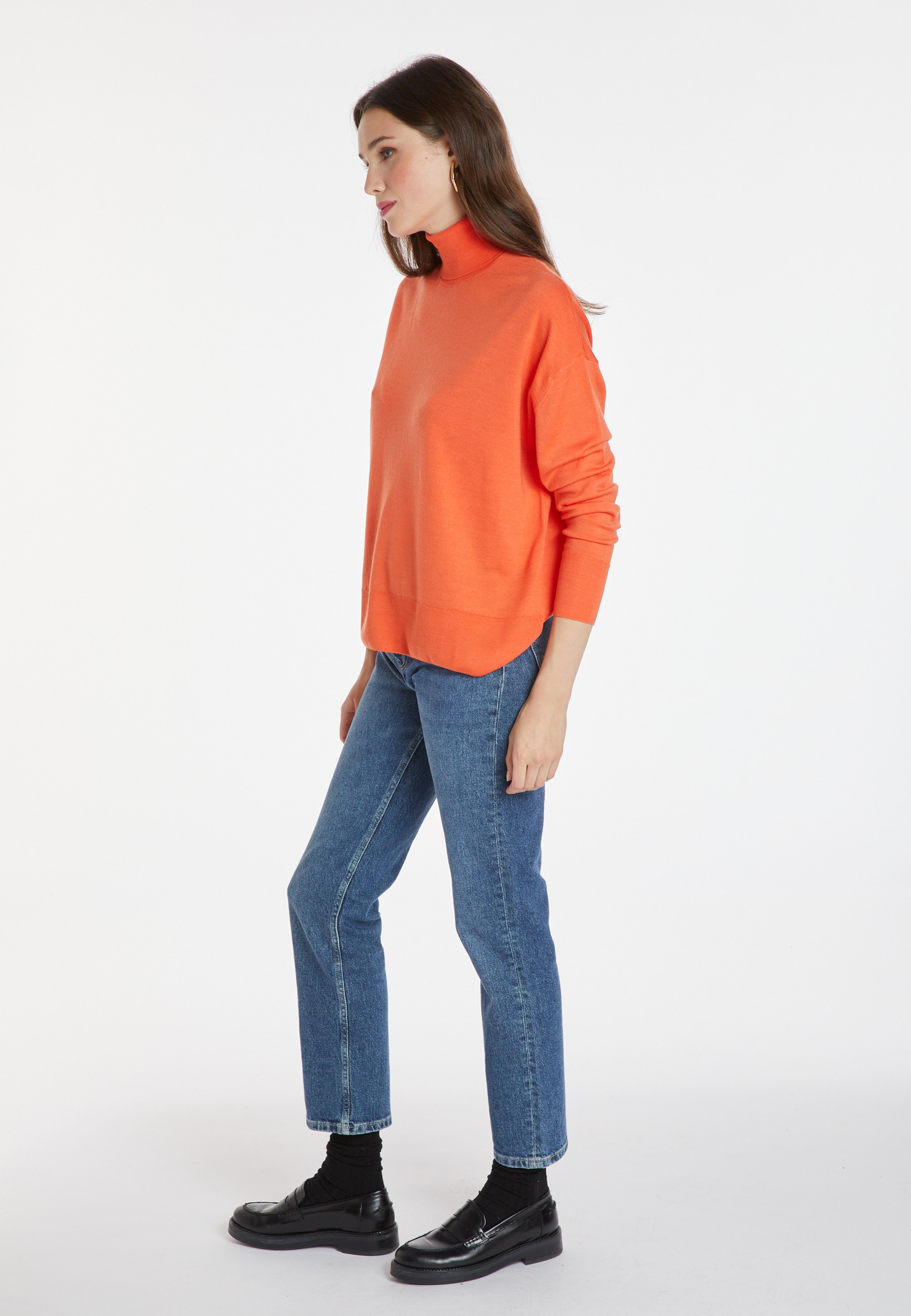 Slit turtleneck sweater in merino wool - Amy