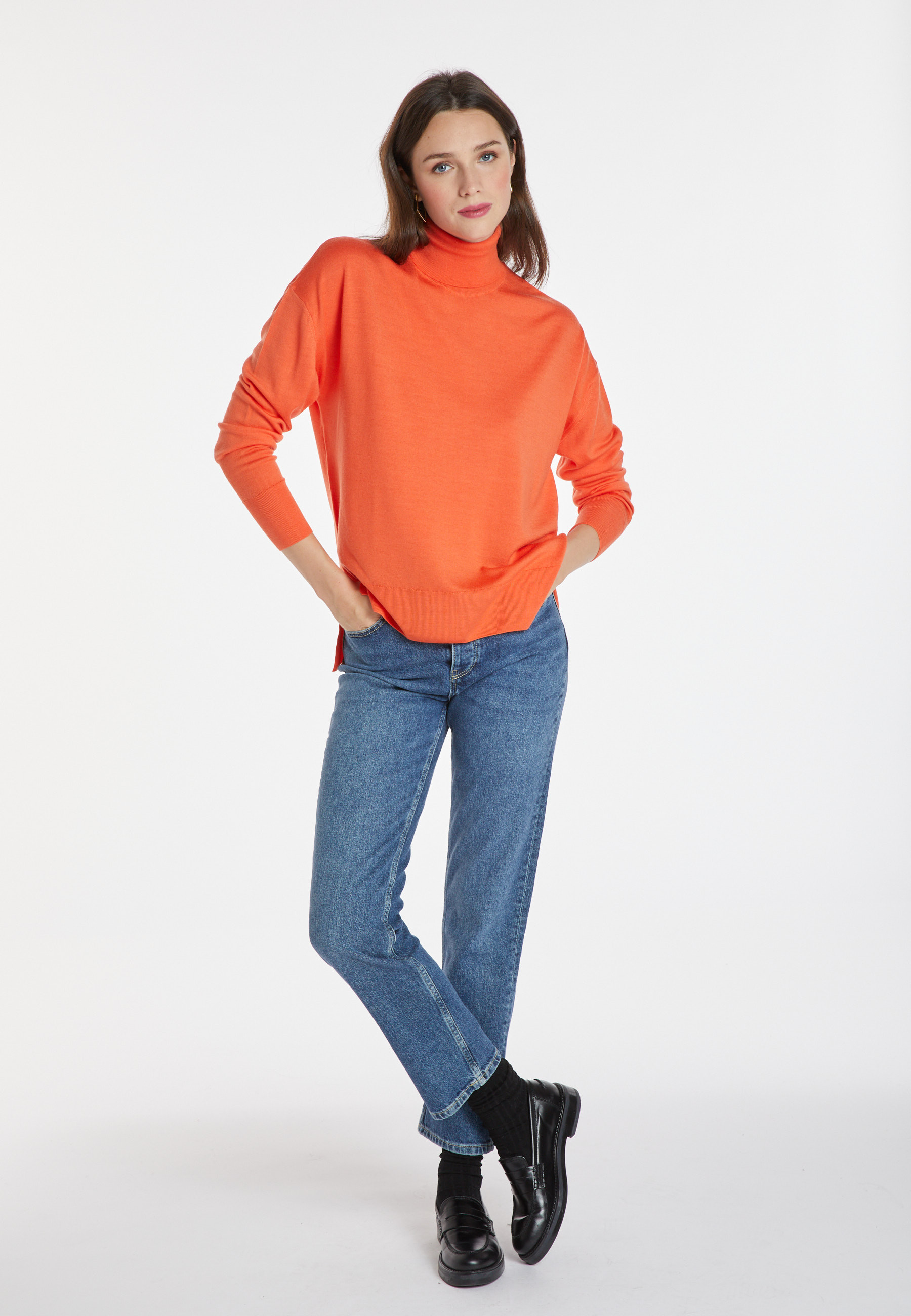 Pull col roulé à fentes en laine mérinos - Amy 8270