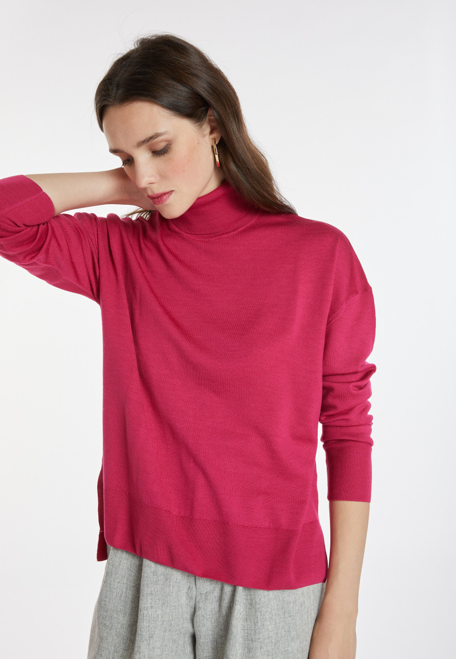 Slit turtleneck sweater in merino wool - Amy