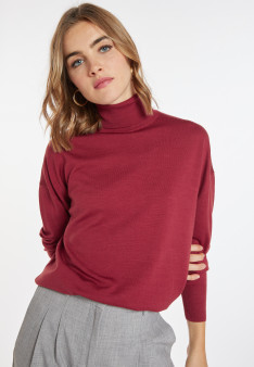 Slit turtleneck sweater in merino wool - Amy