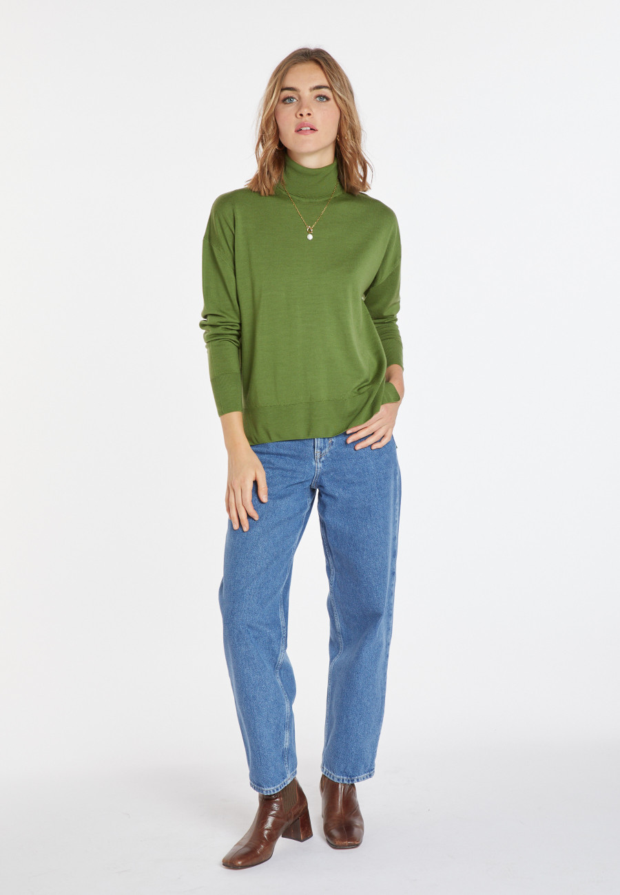 Slit turtleneck sweater in merino wool - Amy