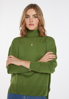 Slit turtleneck sweater in merino wool - Amy