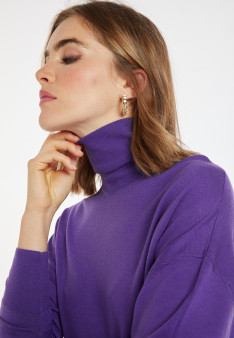 Slit turtleneck sweater in merino wool - Amy