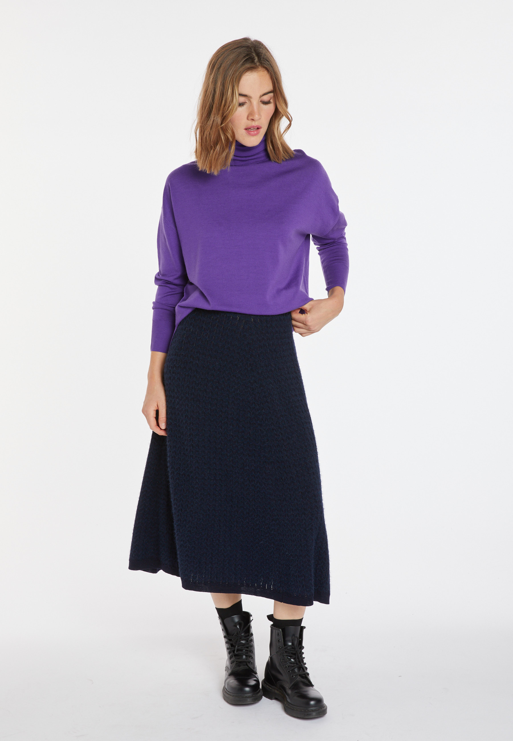 Pull col roulé à fentes en laine mérinos - Amy 8290
