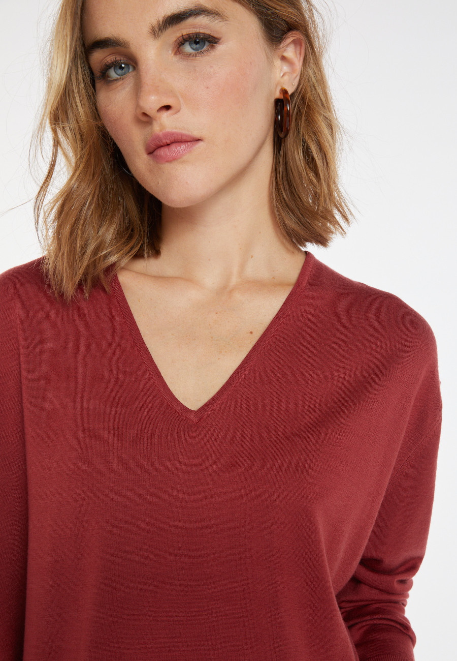 Loose-fitting merino wool sweater with pockets - Albertine