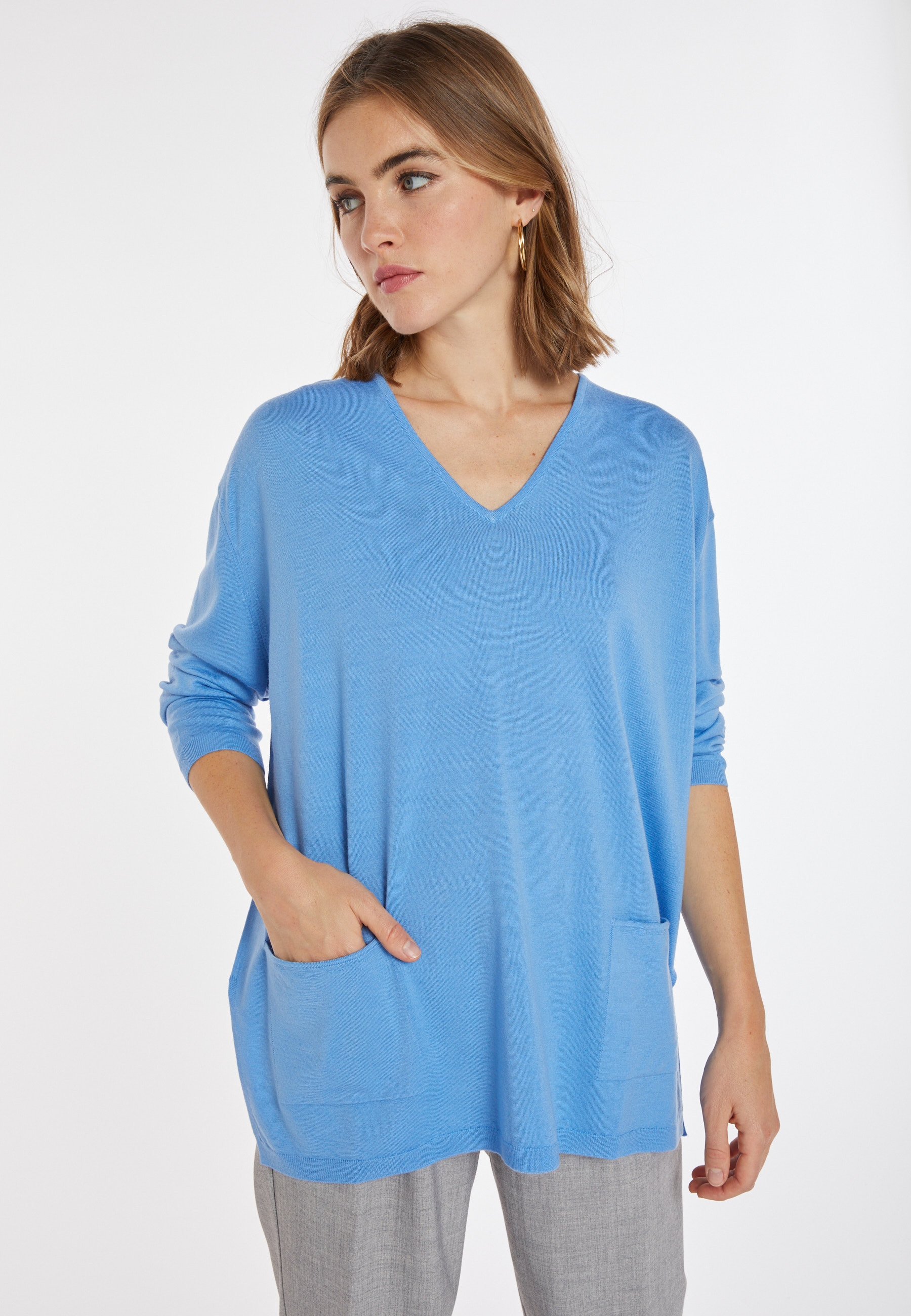 Pull ample à poches en laine mérinos - Albertine 8242